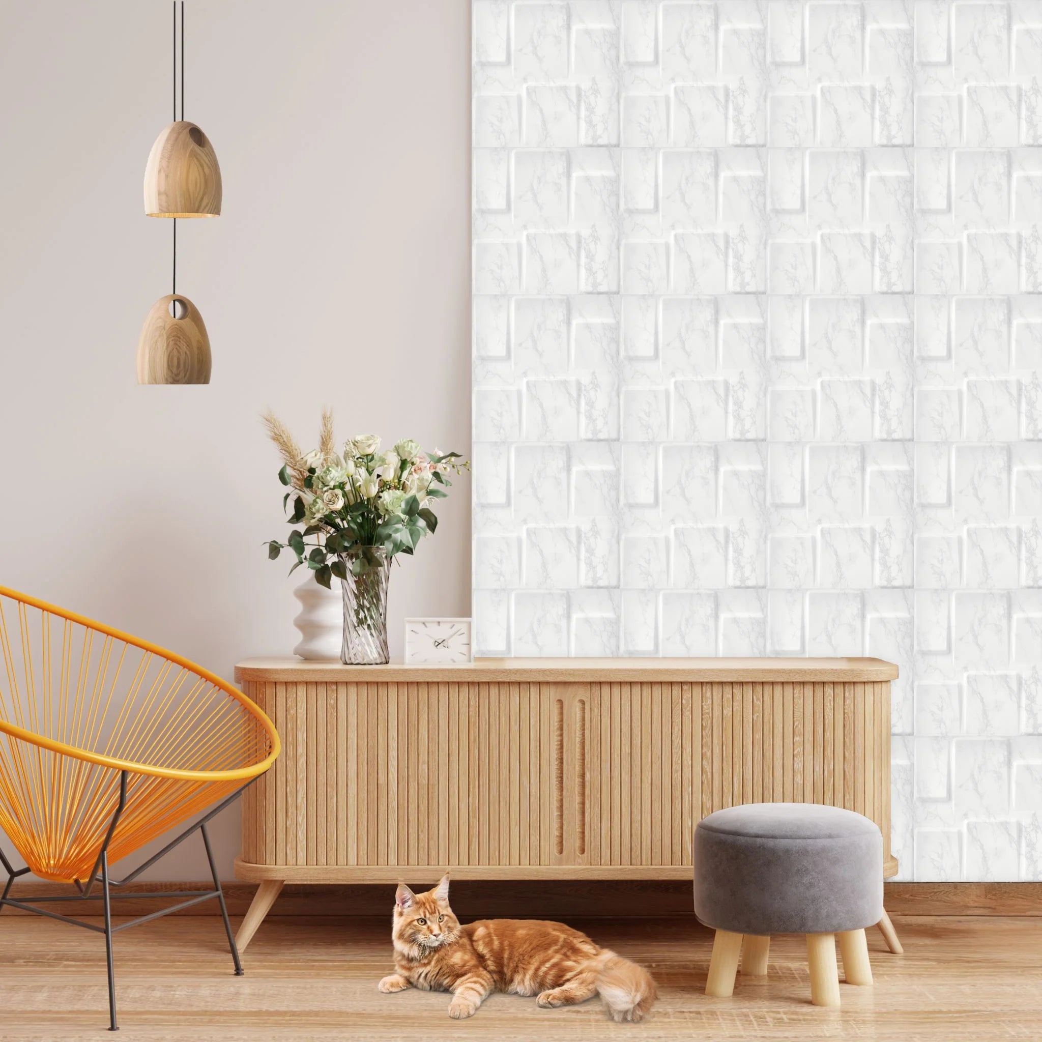 Marble Geometric Squares - PVC Wall Panel
