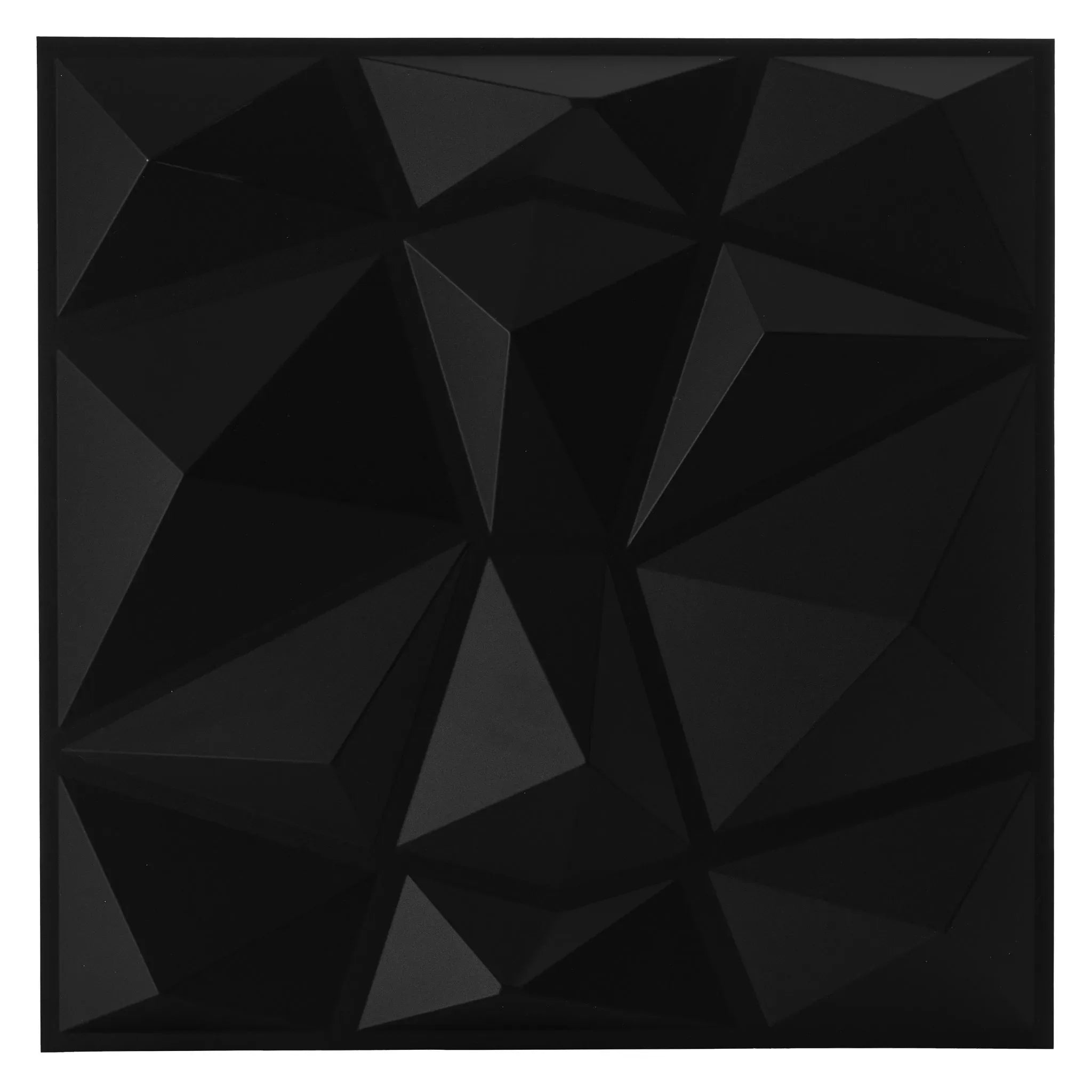 Black PVC wall panel with geometric design, 50x50 cm size