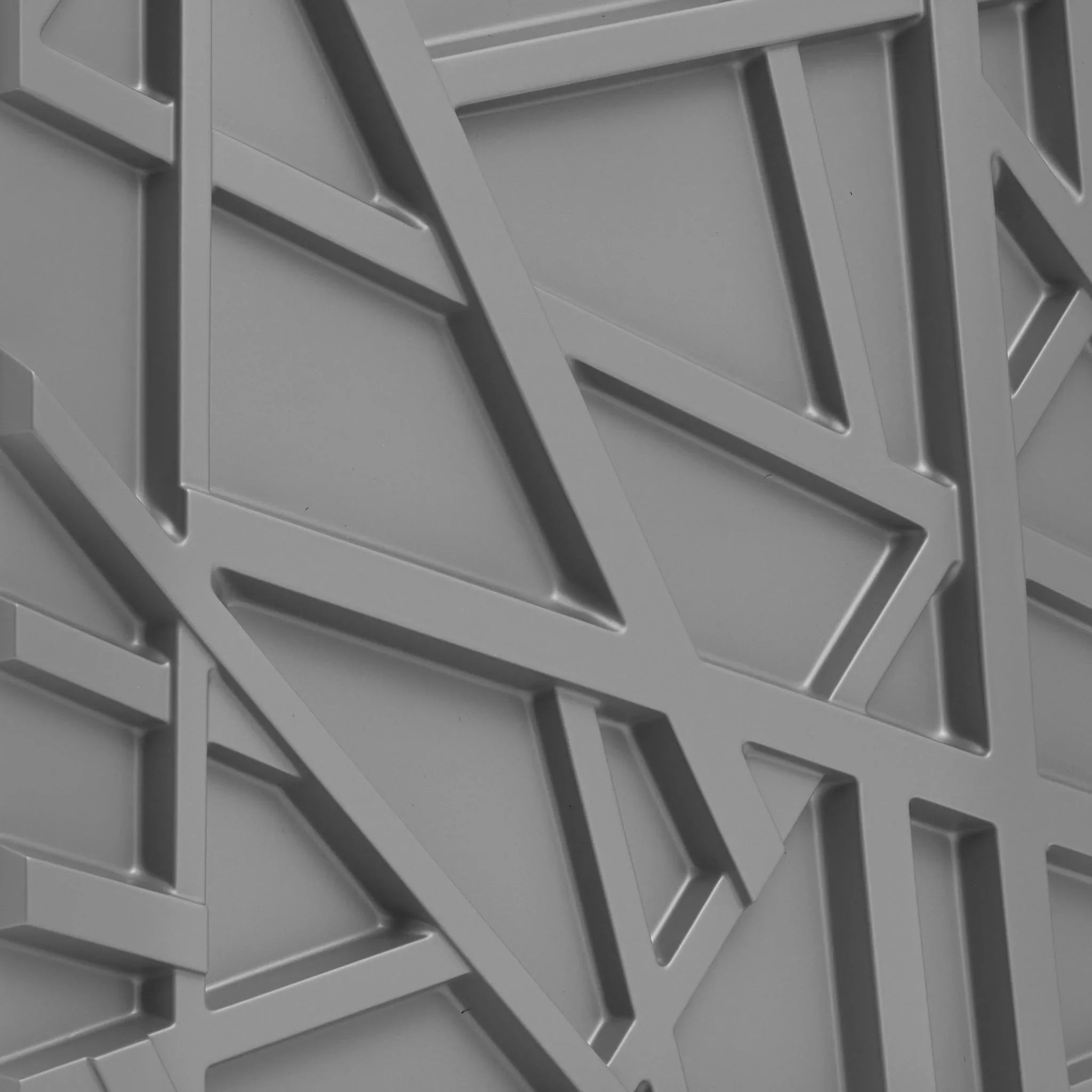 Close-up of grey PVC wall panel with crisscross pattern