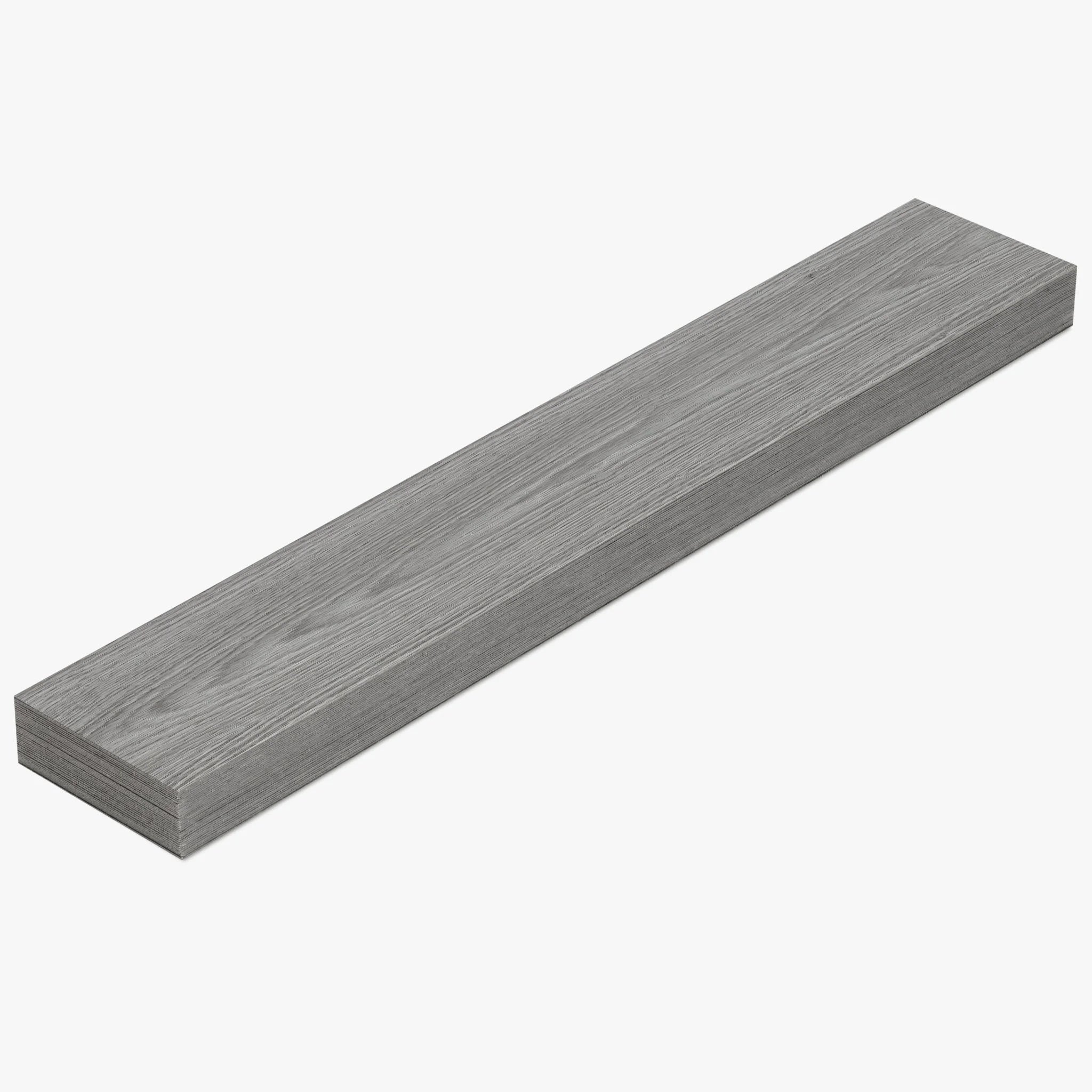 detailed view of light grey wood-effect vinyl flooring with subtle grain patterns
