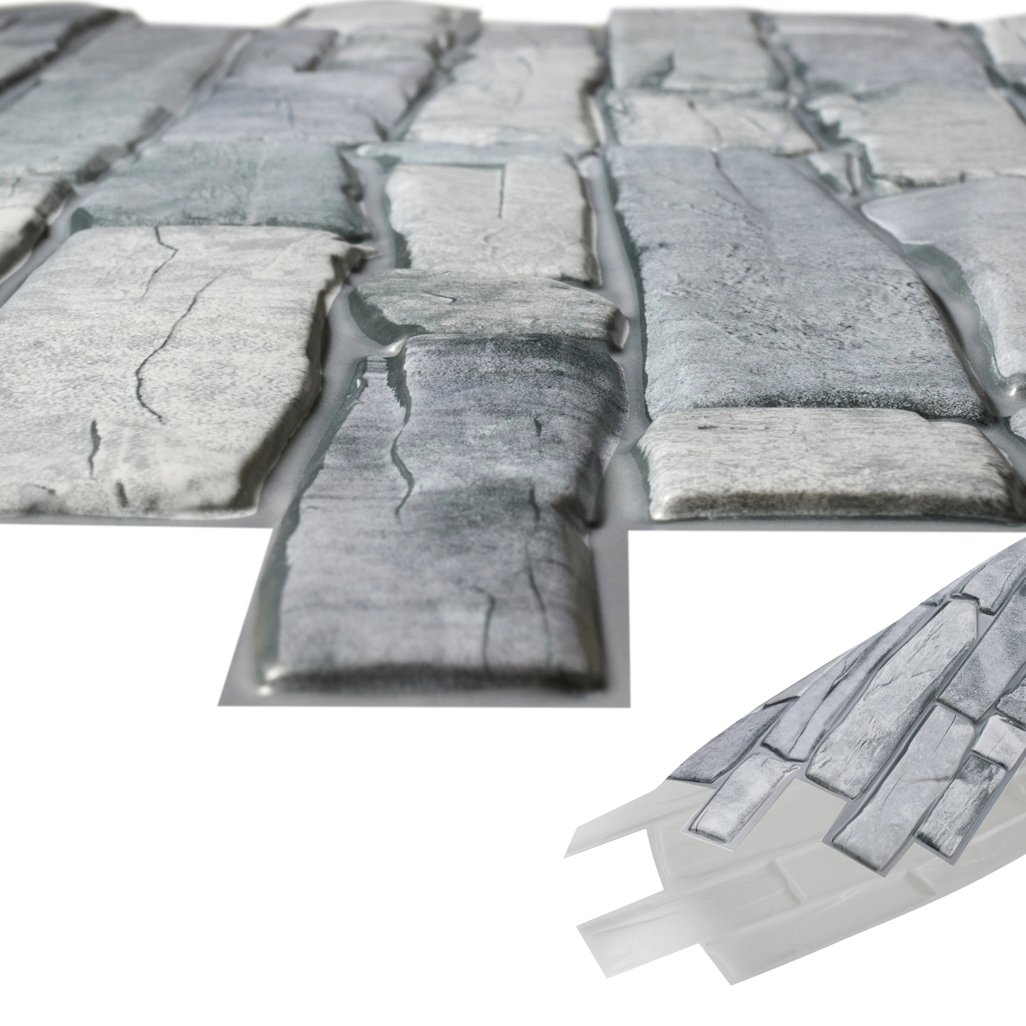 Closer look of the grey 3D wall panel