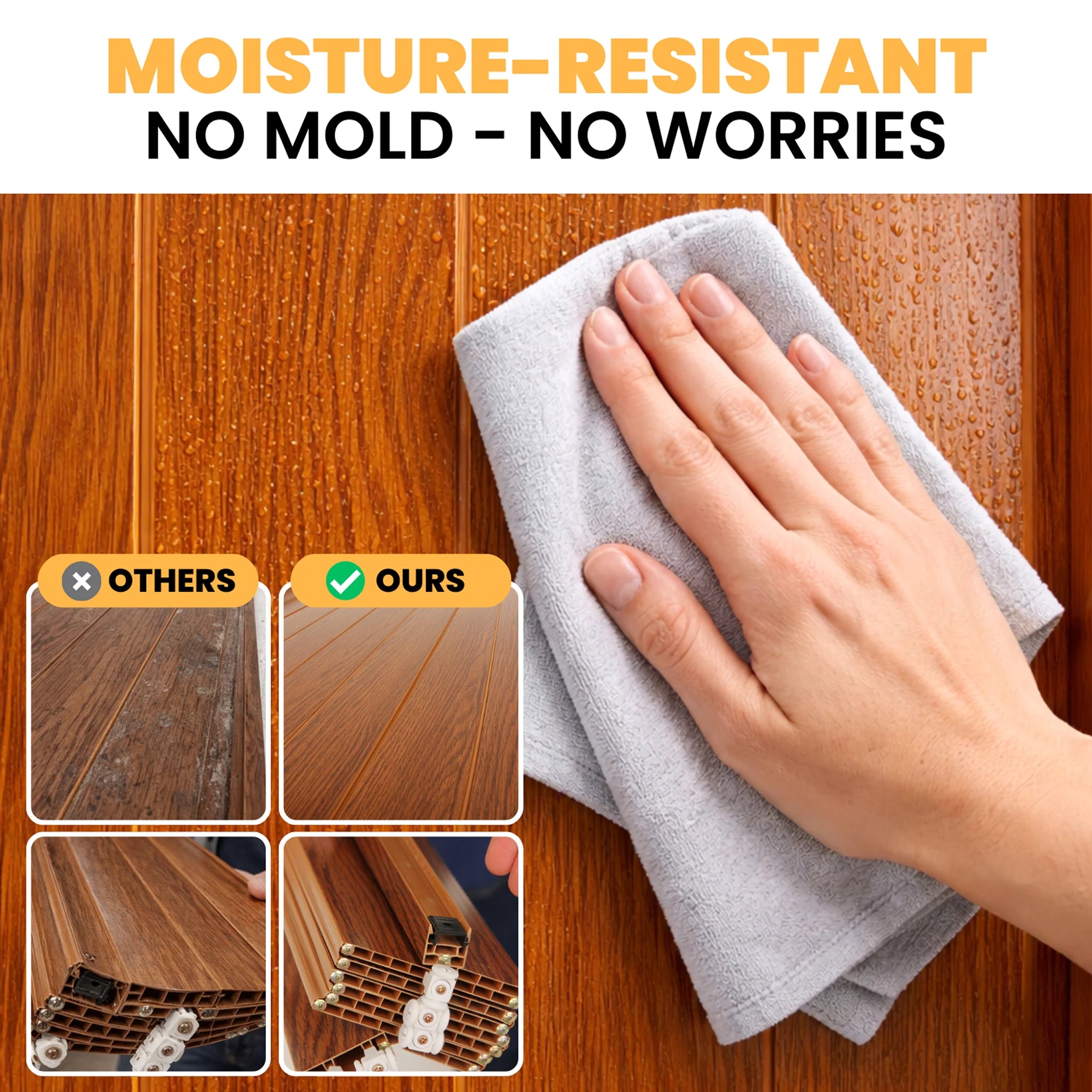 Moisture resistant PVC door being cleaned
