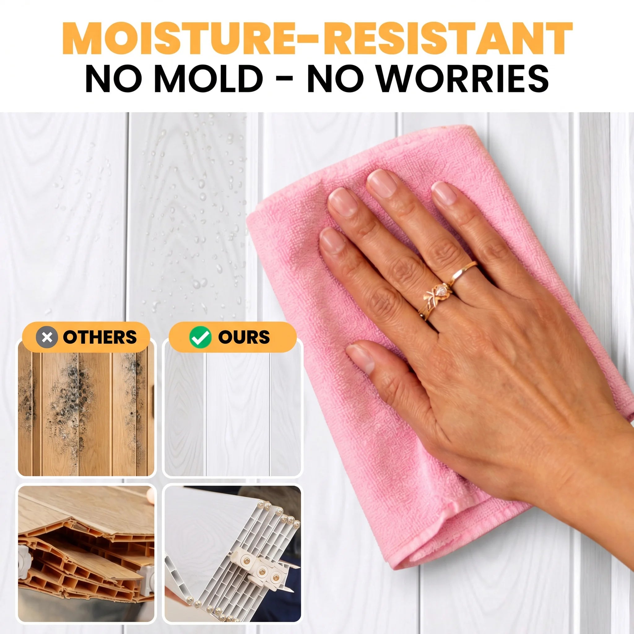 Moisture resistant PVC door being cleaned