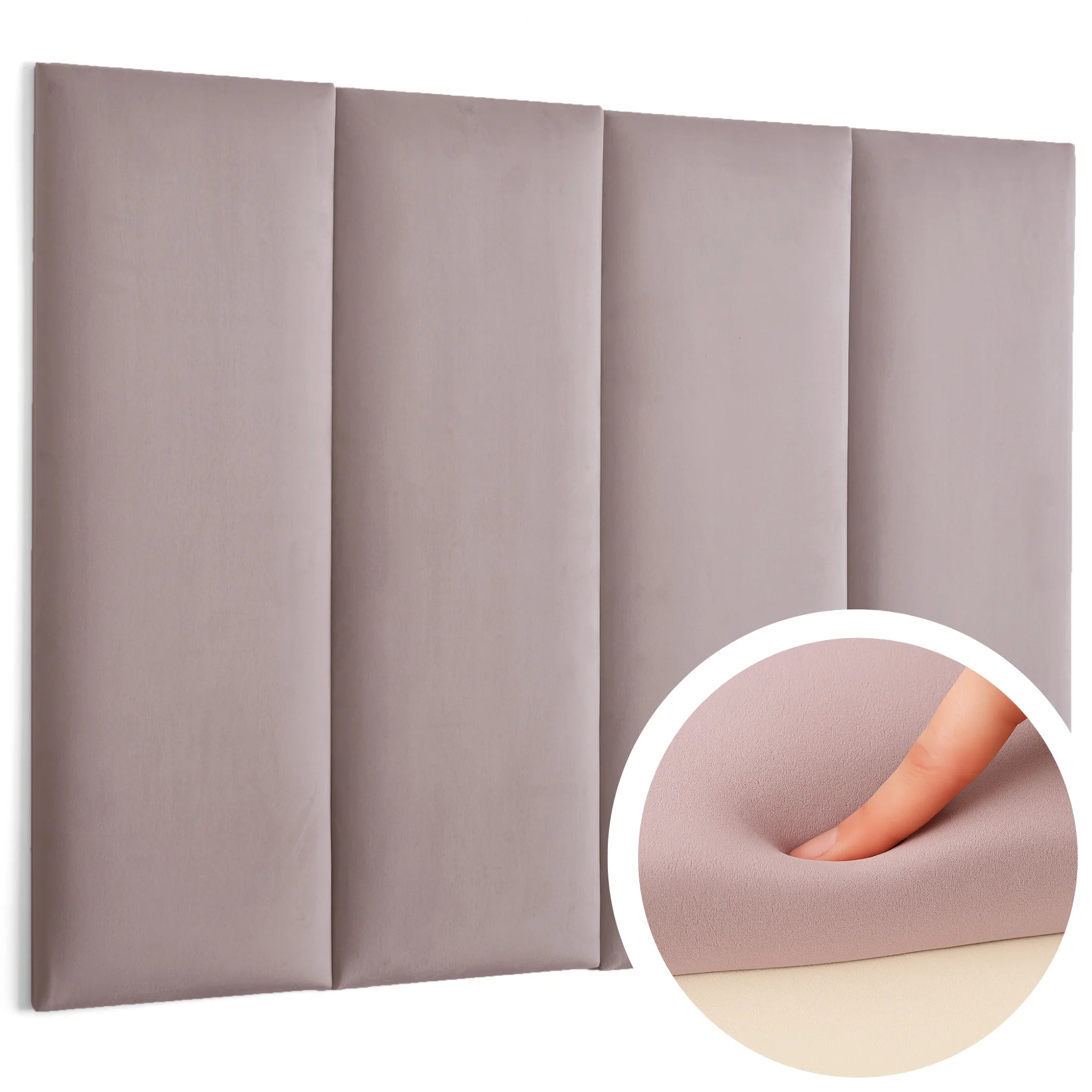 A person's finger pressing on soft padded wall panels