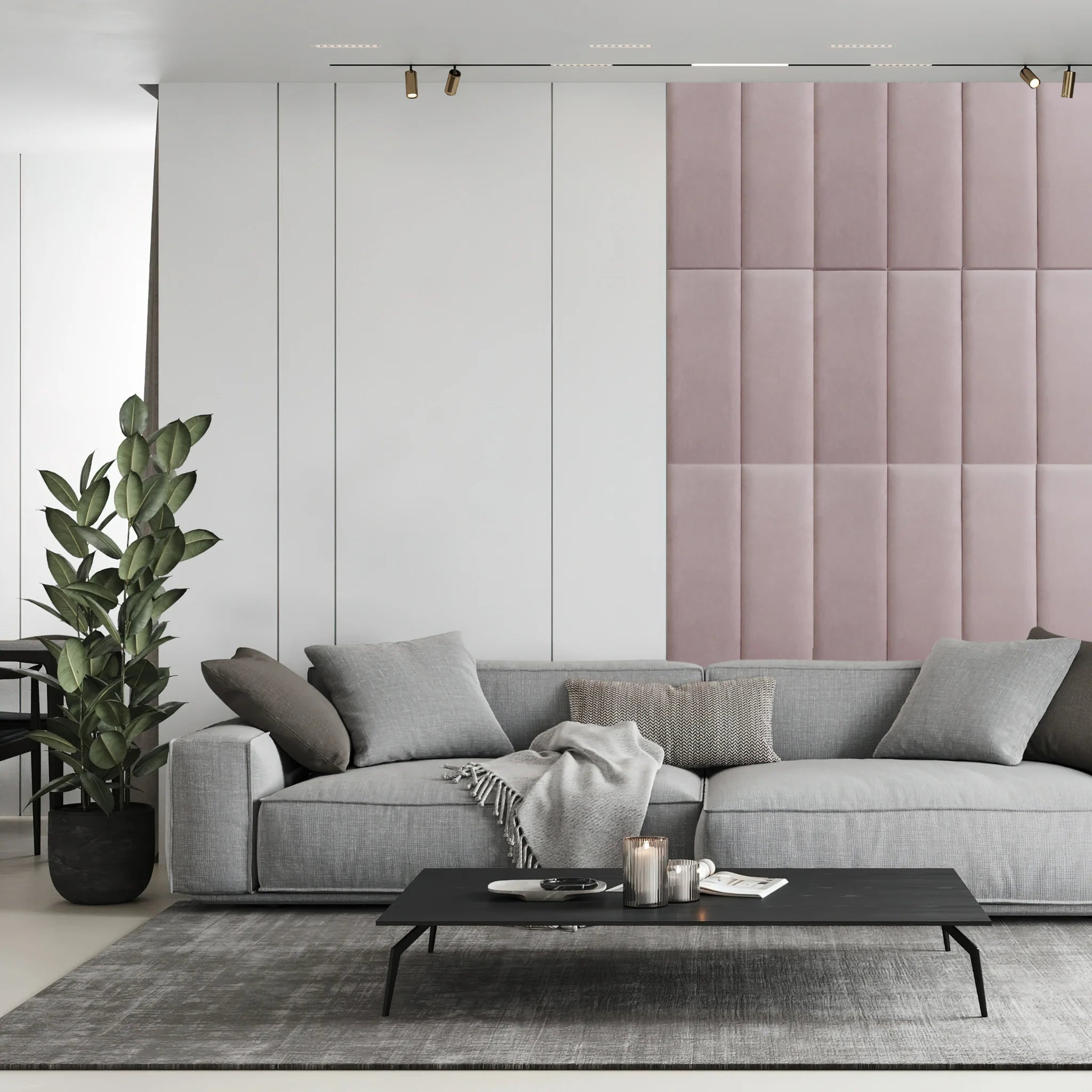 Modern living room featuring mixed colours 3D wall panels