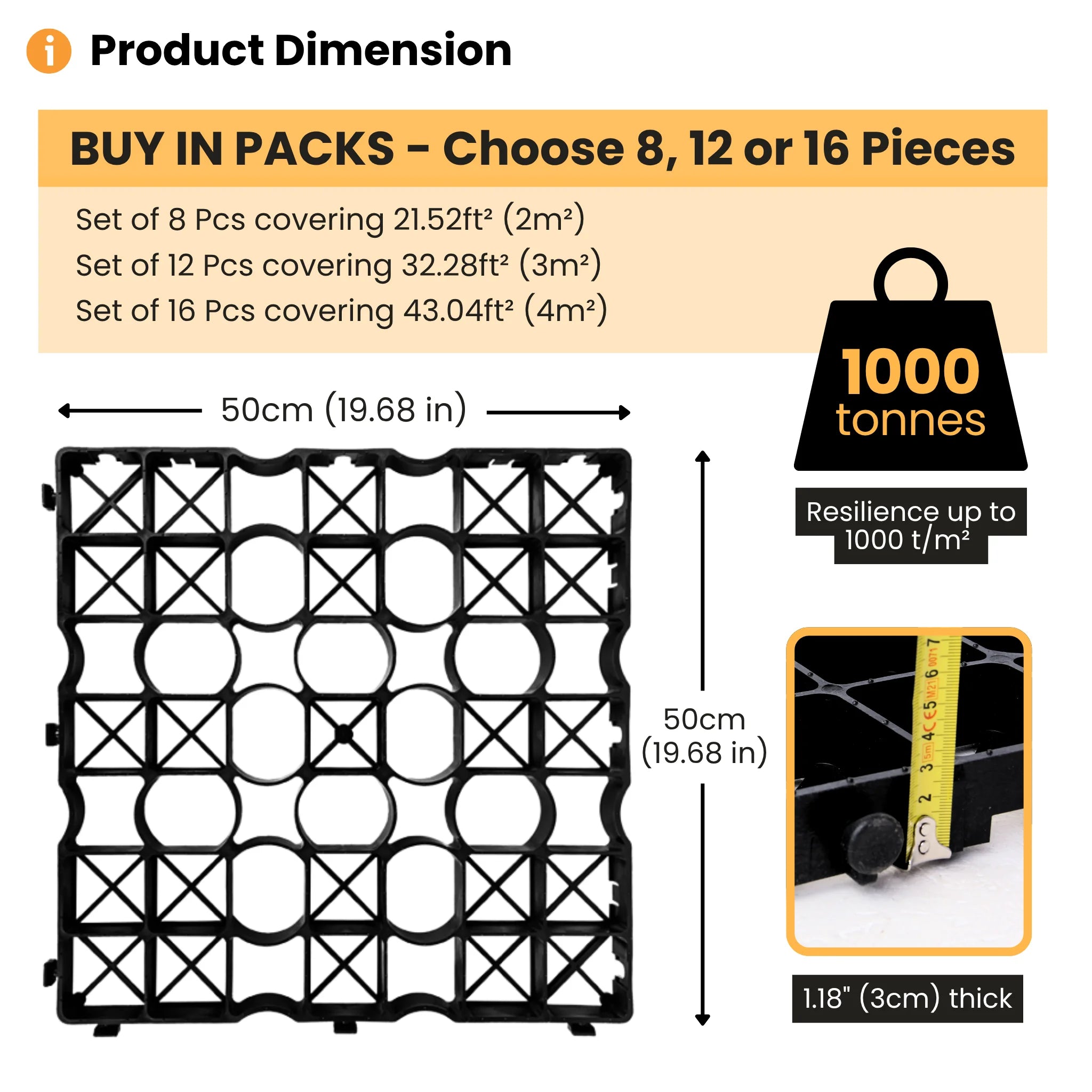 Shed base plastic grid 50cm dimensions and specs