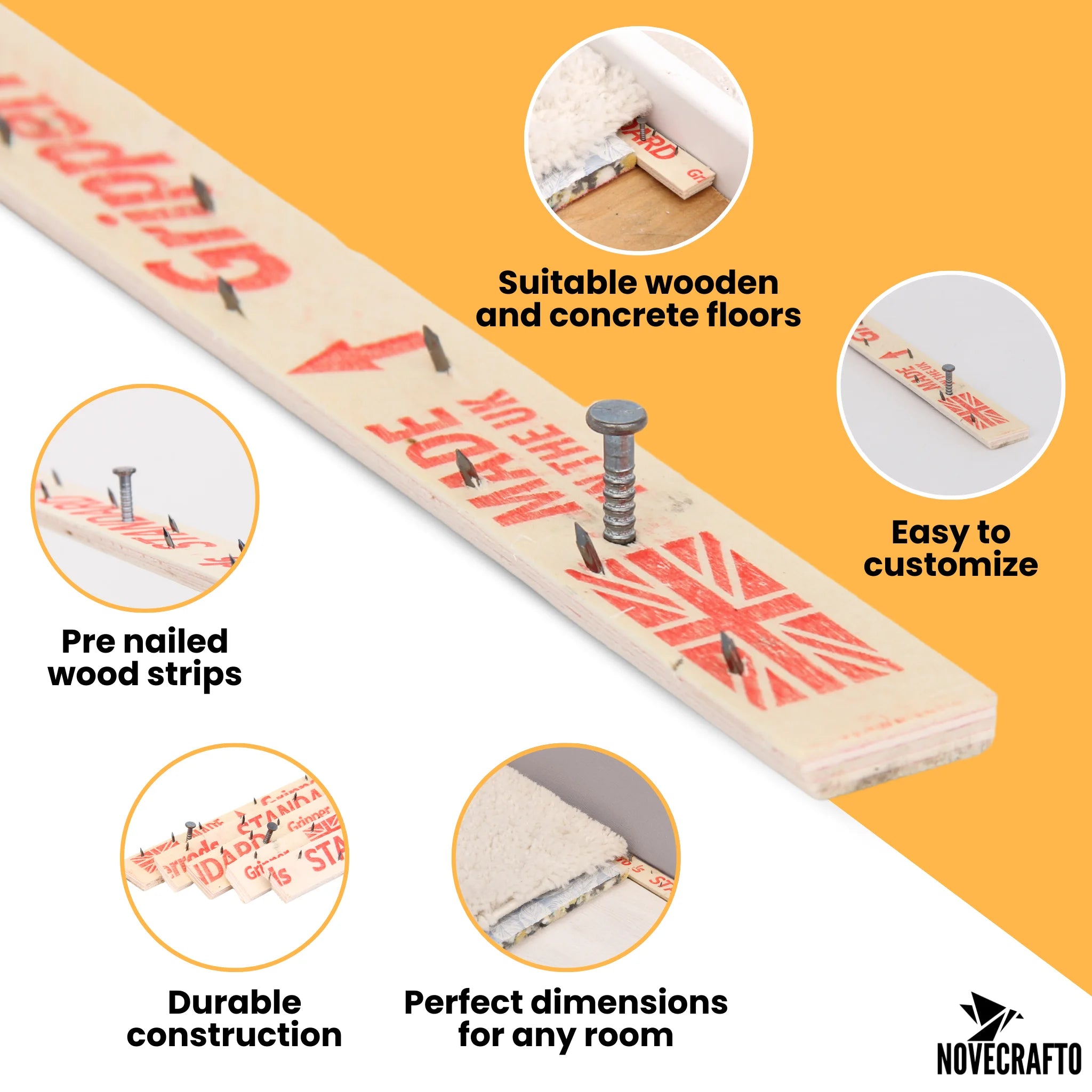 Carpet gripper rod features and specifications