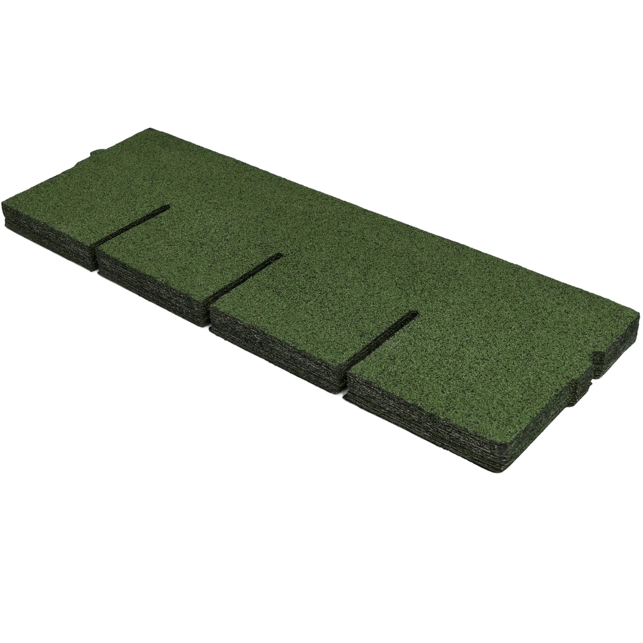 stack of green asphalt roof shingles rectangular