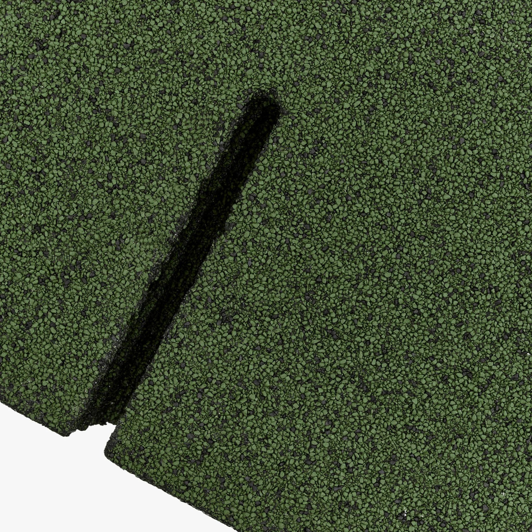 Close-up view of green asphalt roof shingles