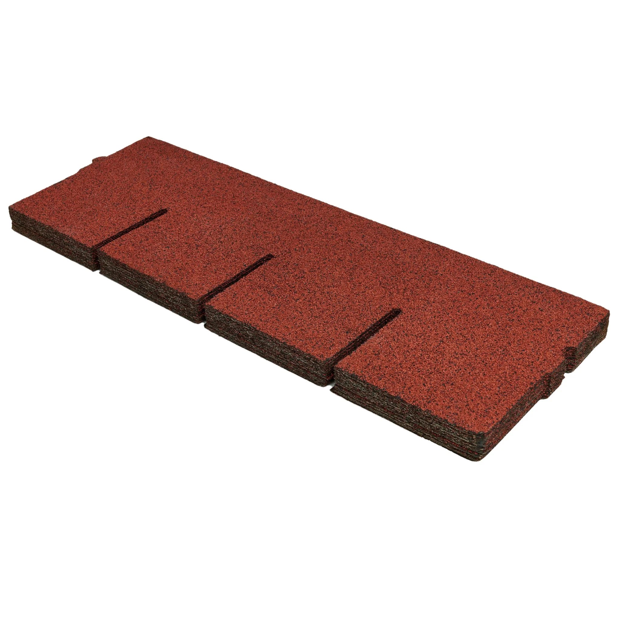 stack of red asphalt roof shingles rectangular