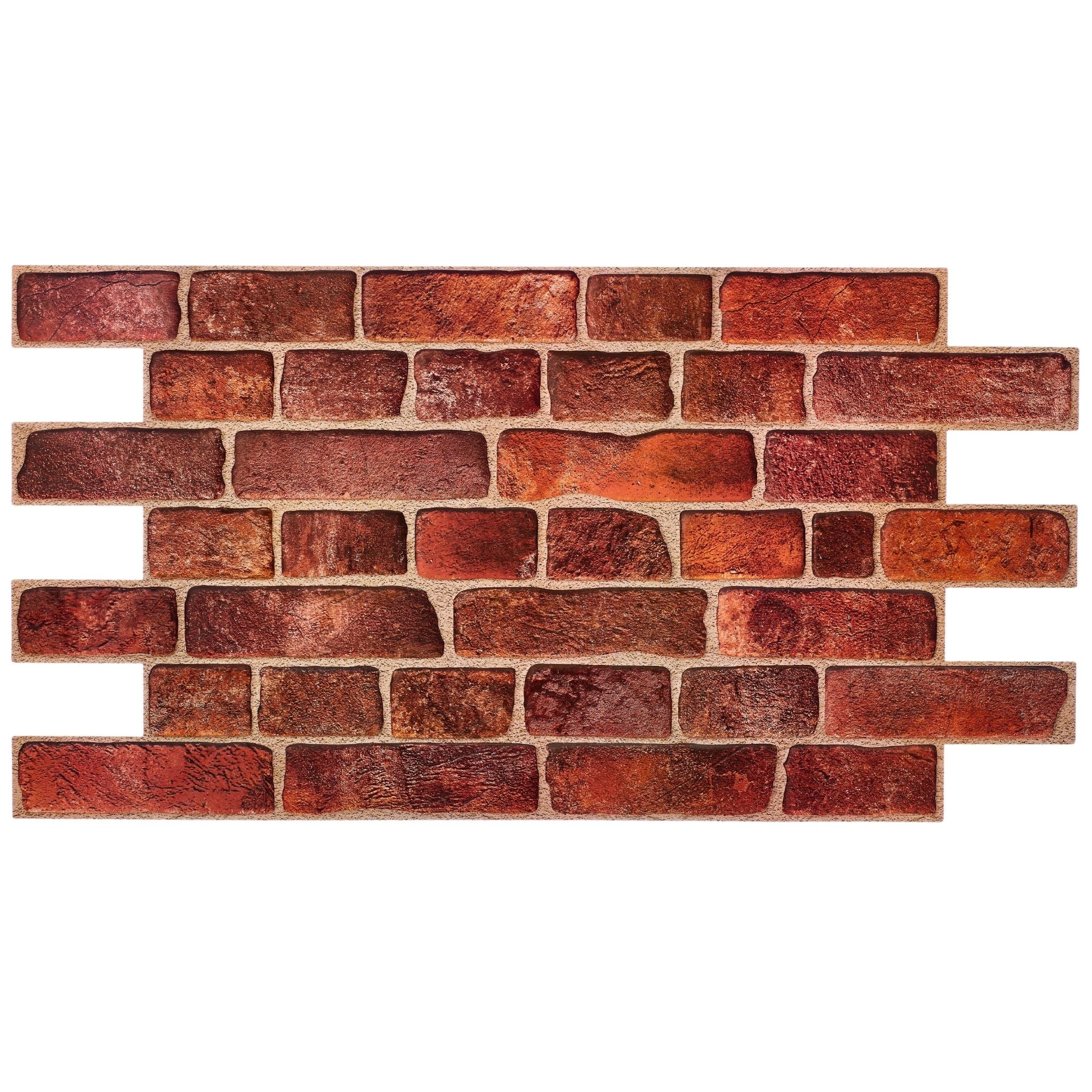 Red wall panel with geometric patterns, close-up view