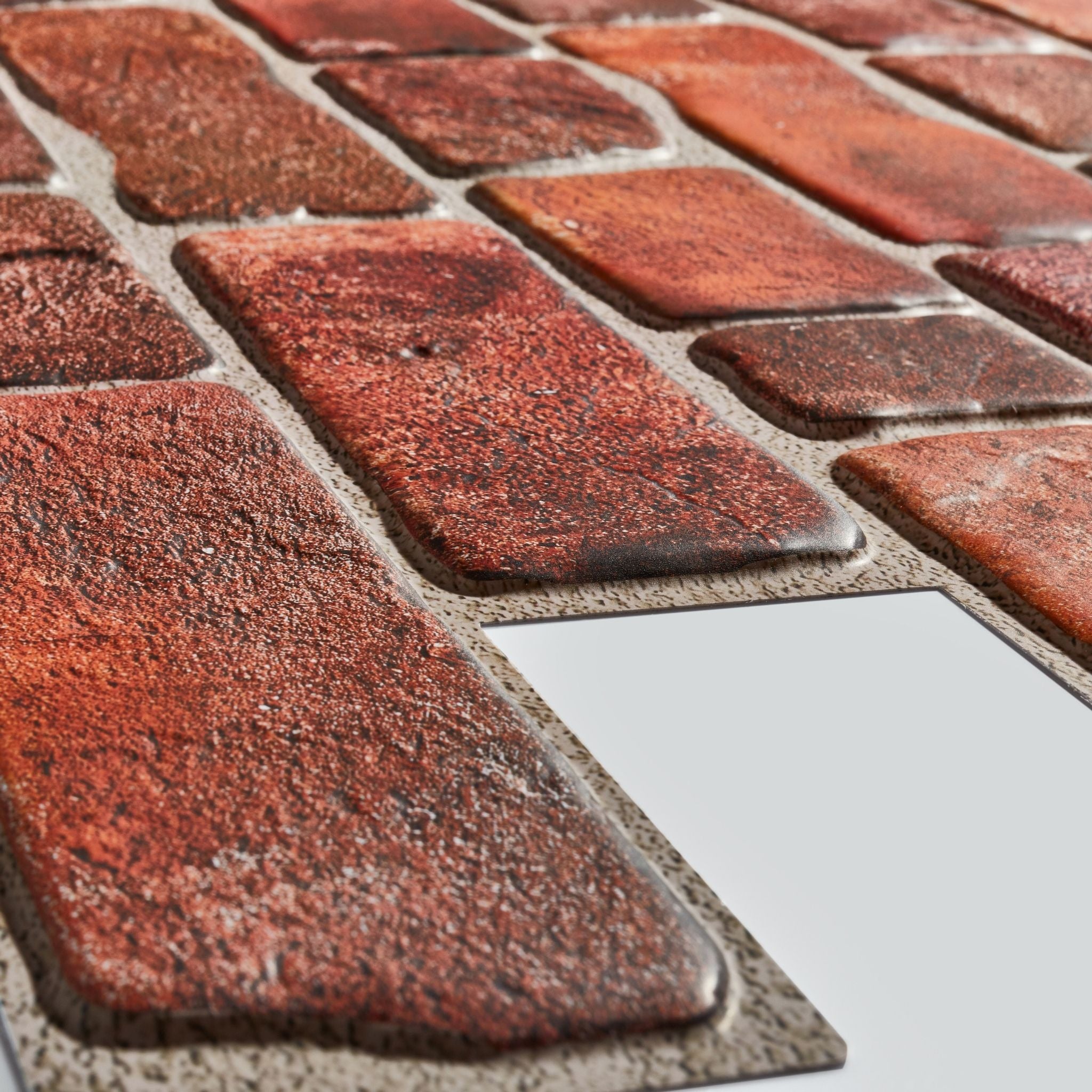 Closer look of the red 3D wall panel