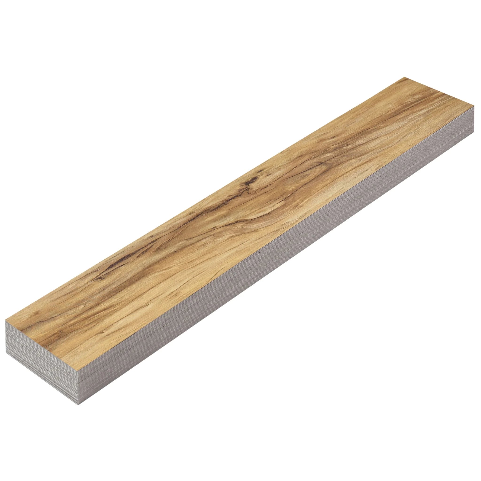 single wood-effect vinyl floor plank showcasing natural timber shades