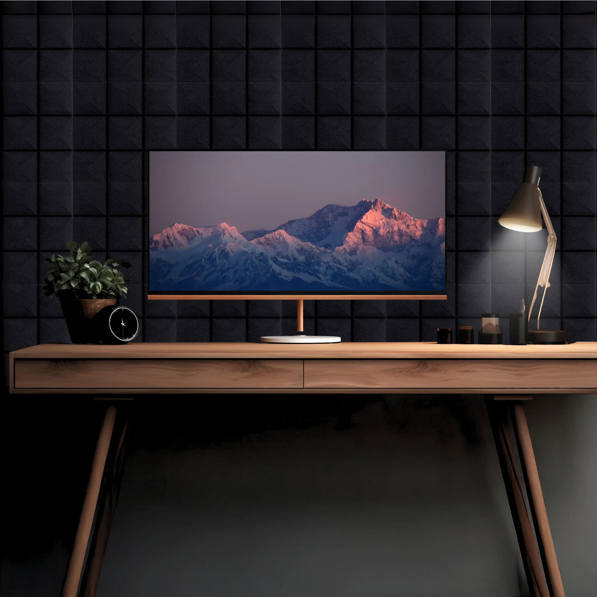 Acoustic wall panels enhancing the TV room's sound quality