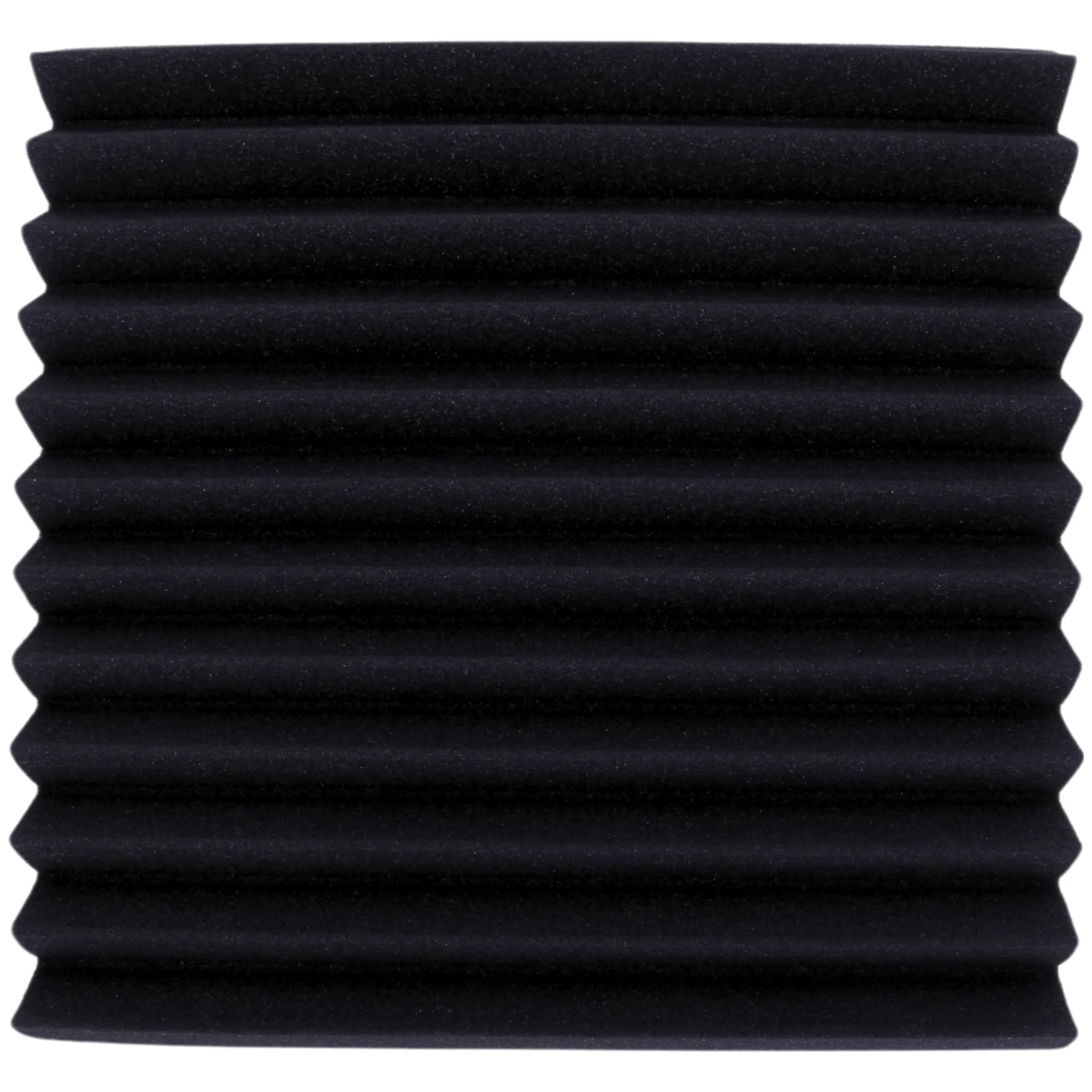 A 30x30 cm black triangular sound proofing panel on a white background