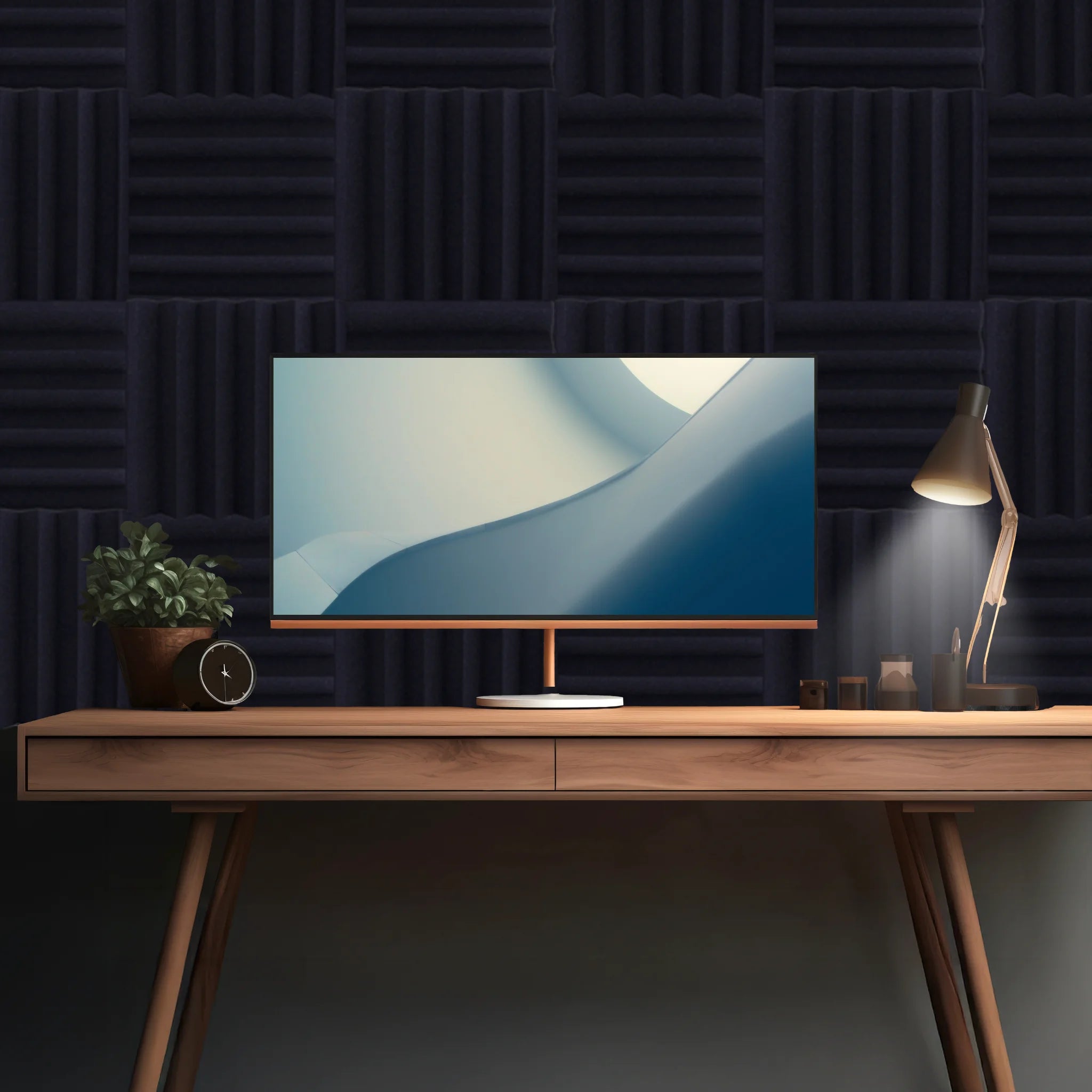 Acoustic wall panels enhancing the TV room's sound quality