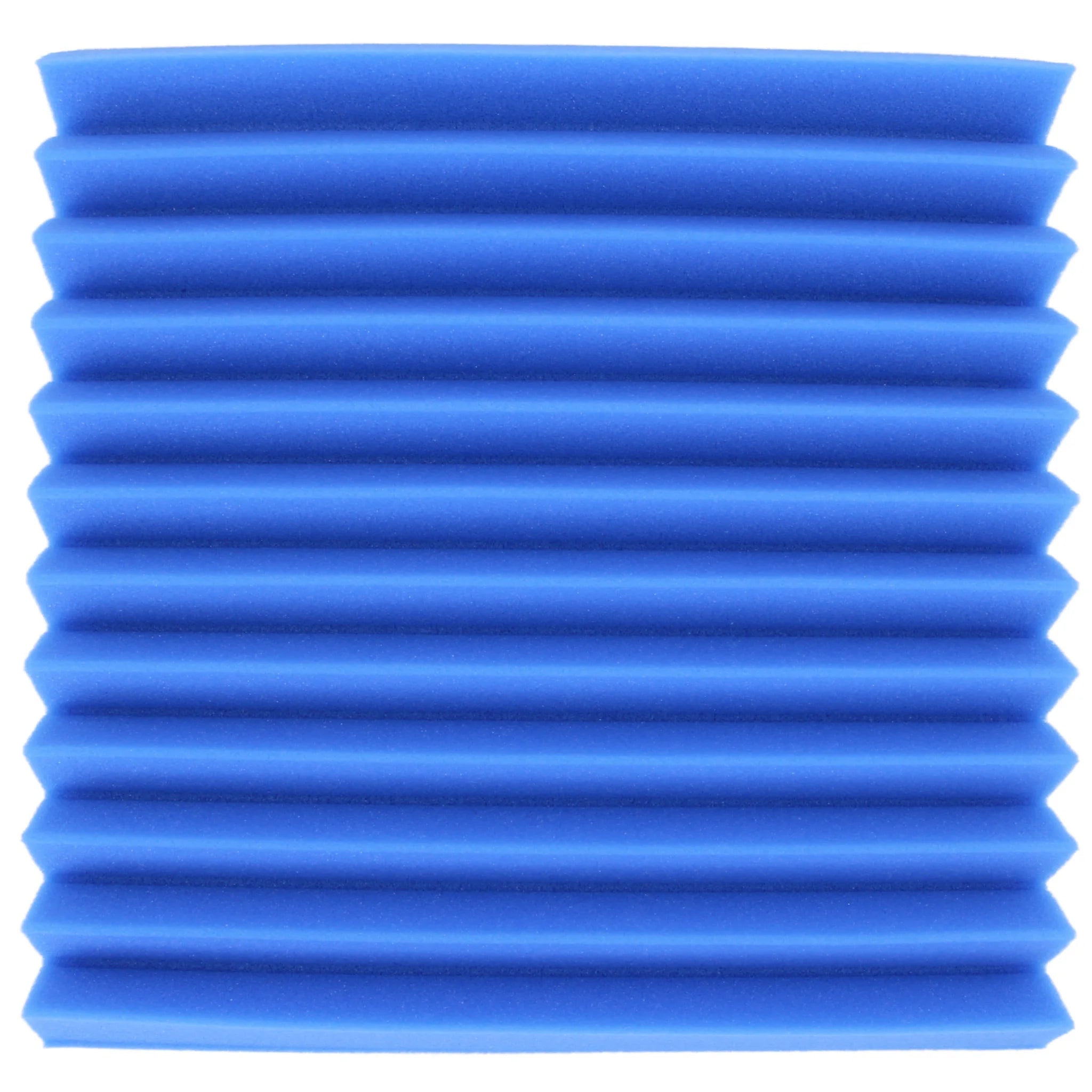 A 30x30 cm blue triangular sound proofing panel on a white background