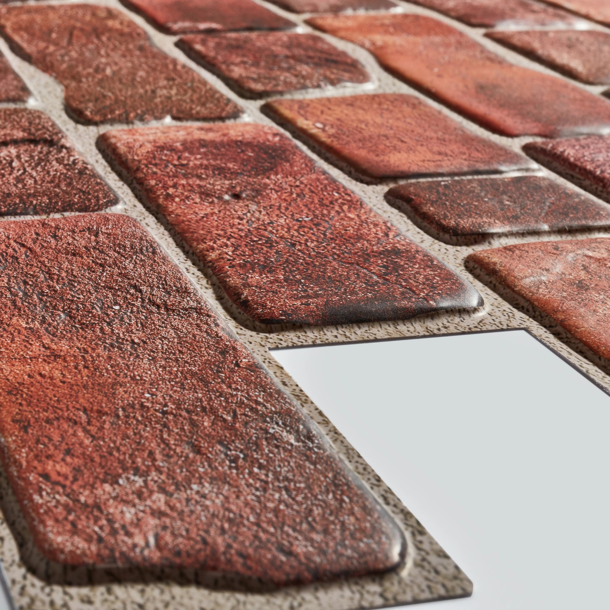 Closer look of the red 3D wall panel