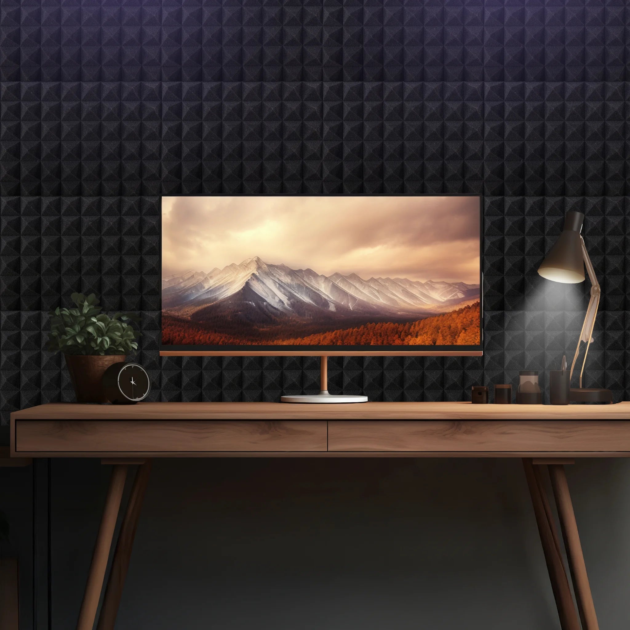 Acoustic wall panels enhancing the TV room's sound quality