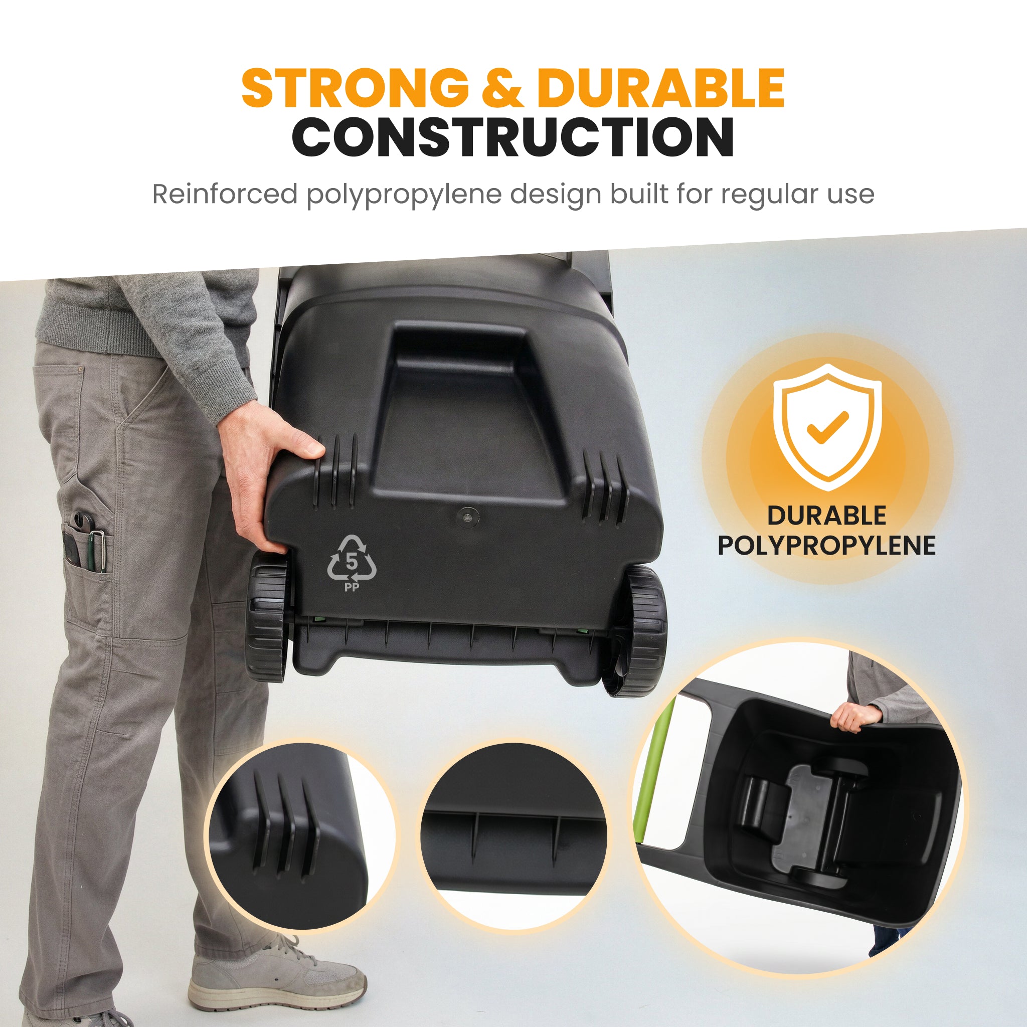 Durable polypropylene garden caddy details