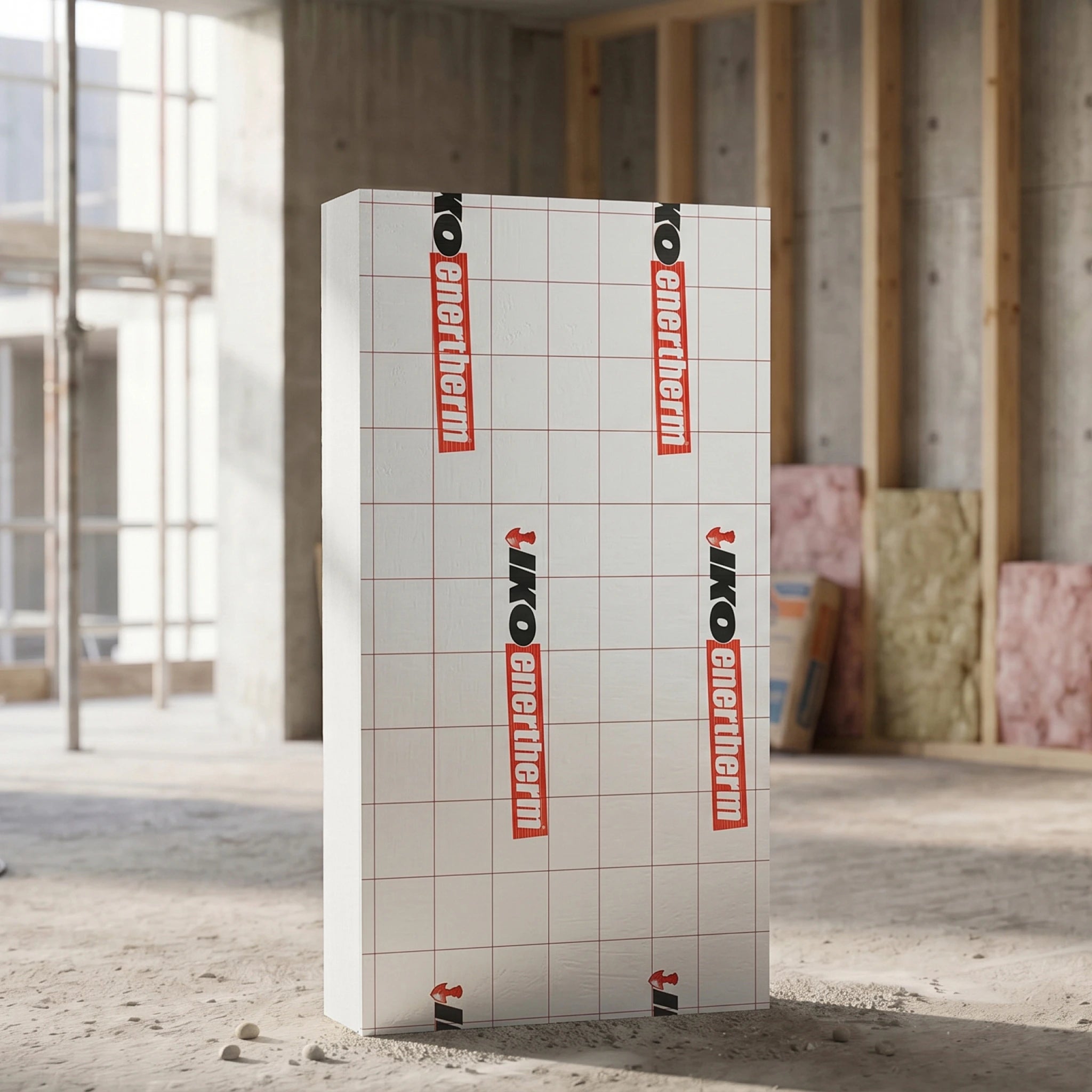PIR board standing in construction room