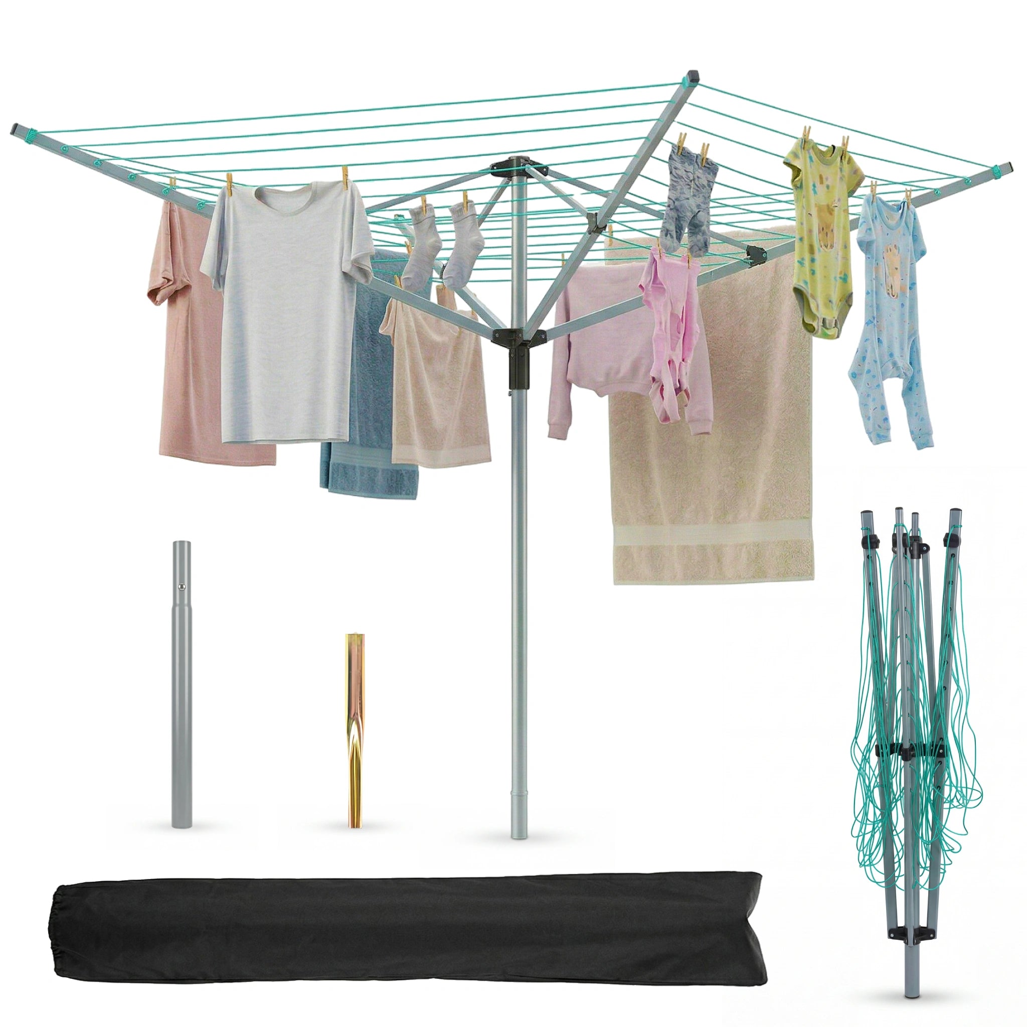 rotary washing line with clothes and accessories set