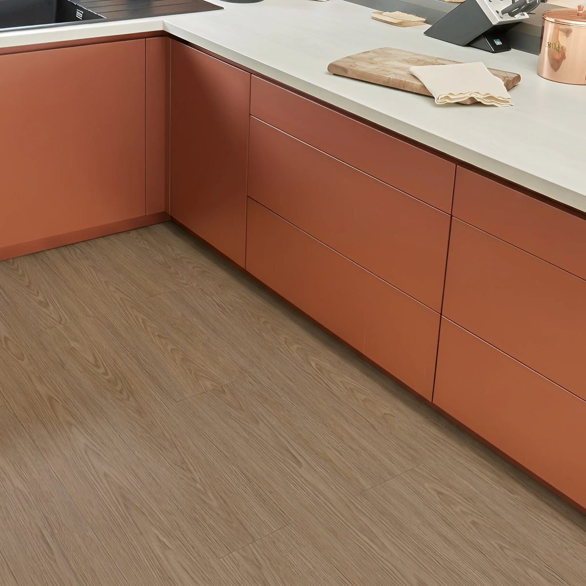 Wood effect vinyl flooring kitchen