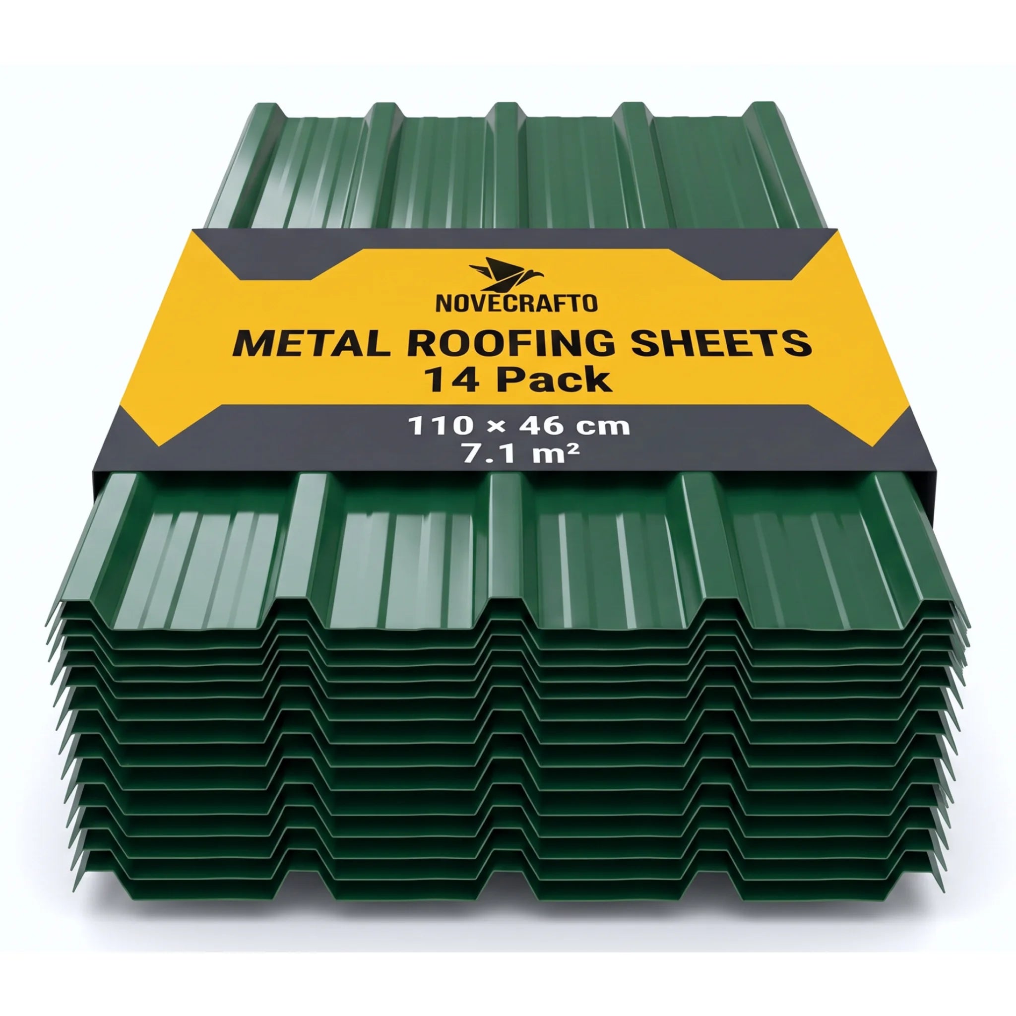 Green corrugated metal roofing sheets