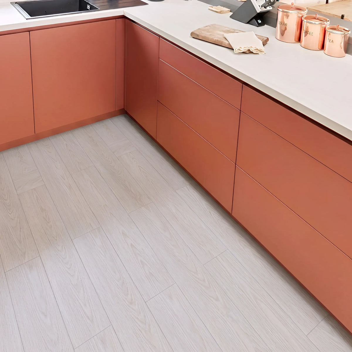 Wood effect vinyl flooring kitchen