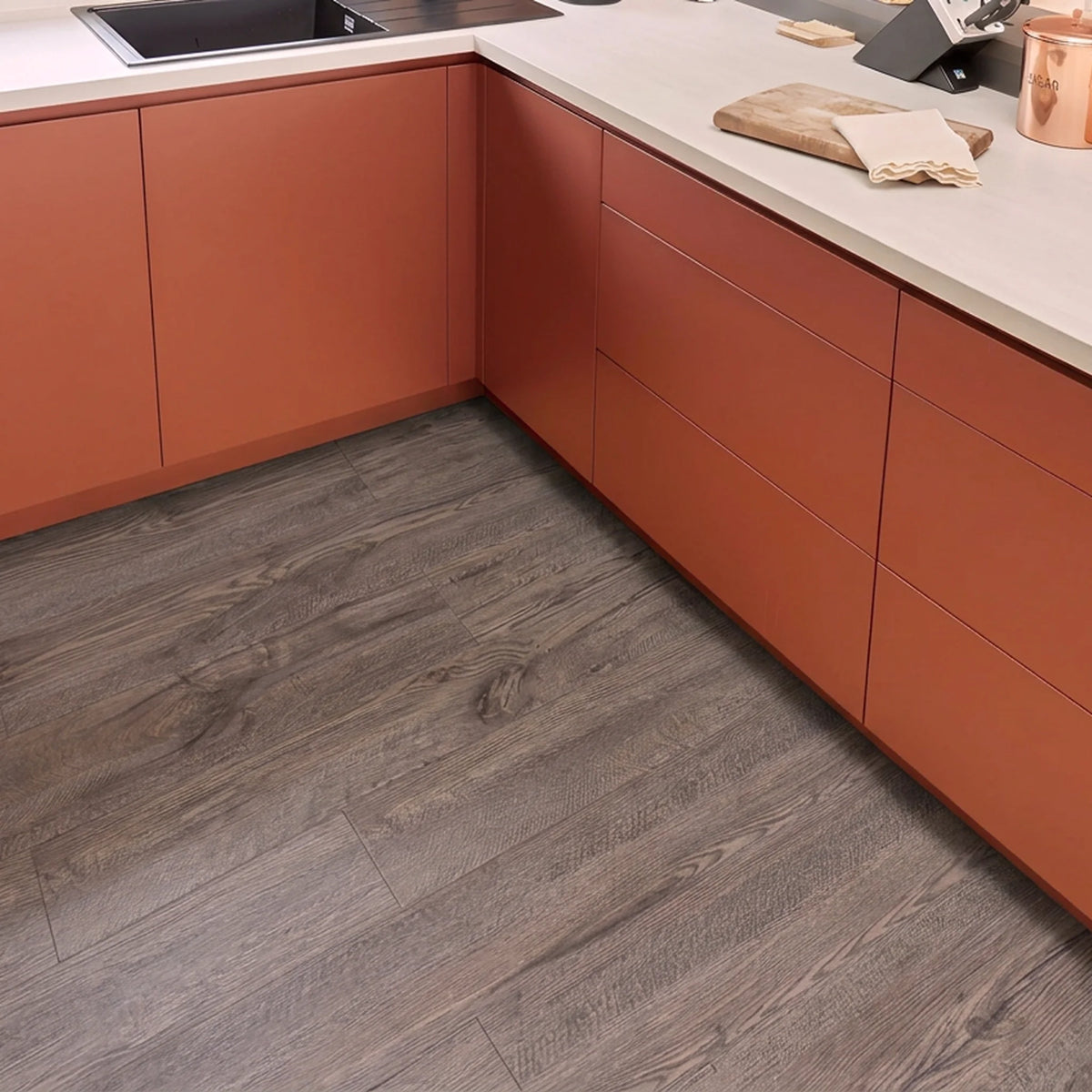 Wood effect vinyl flooring kitchen