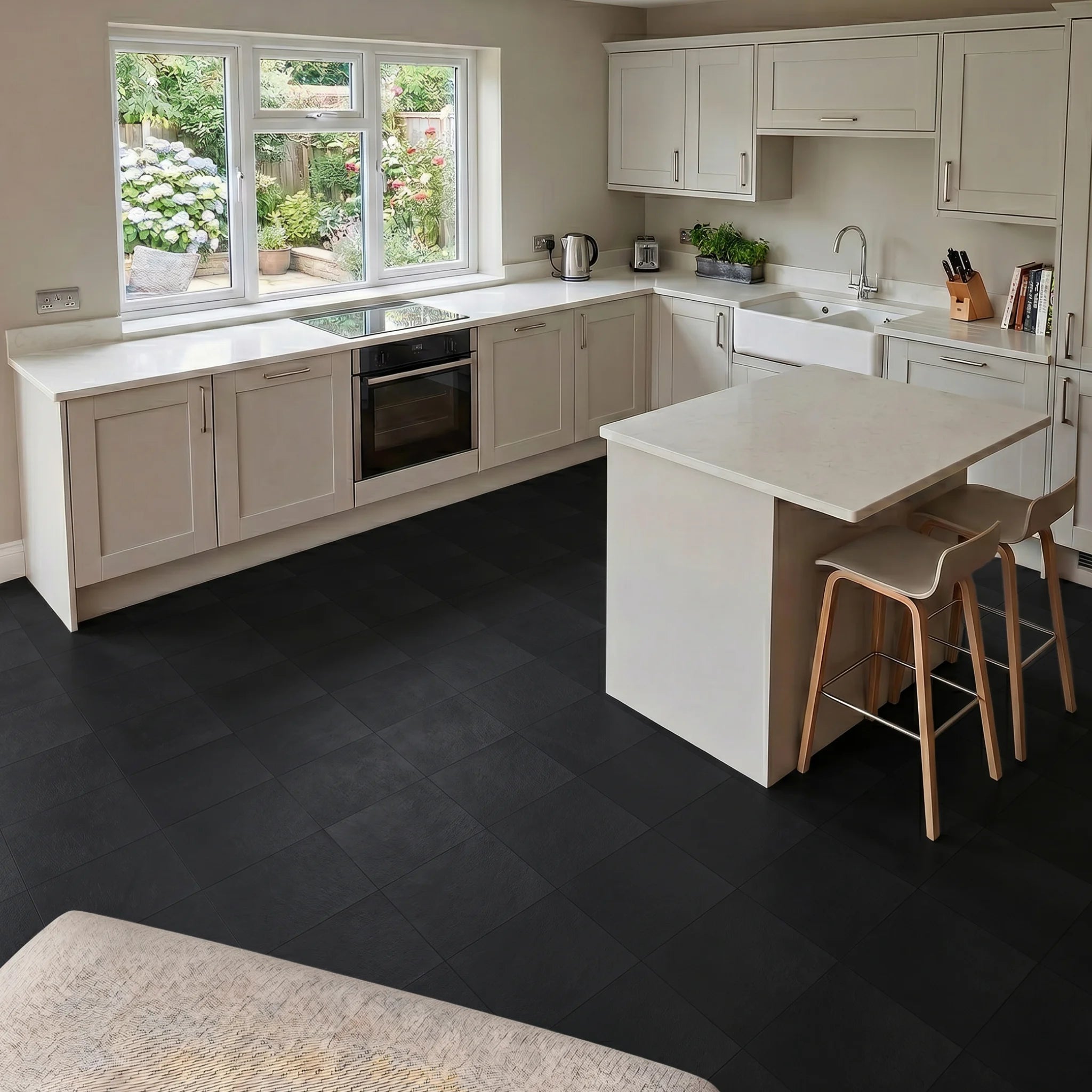 Dark kitchen flooring self adhesive tile