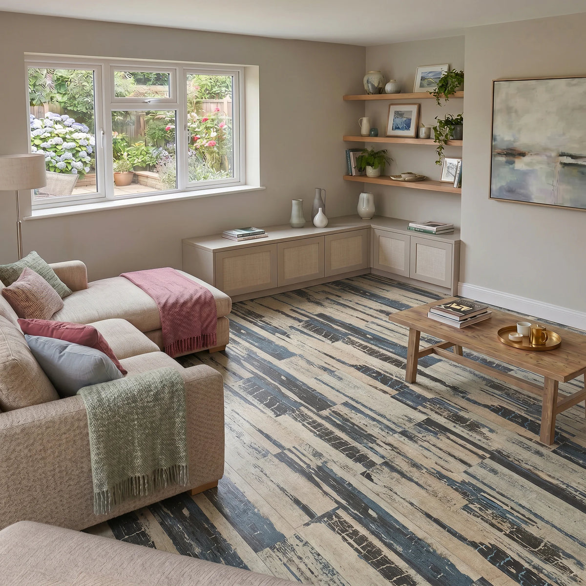Wood effect flooring living room