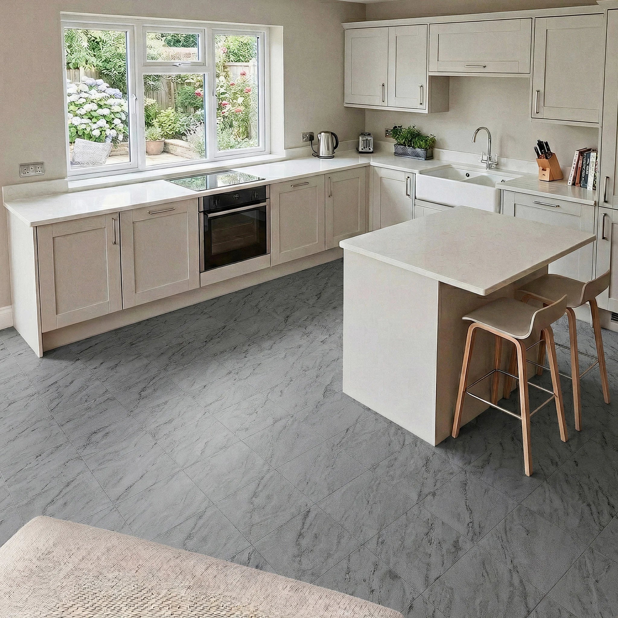 Peel and stick marble kitchen flooring