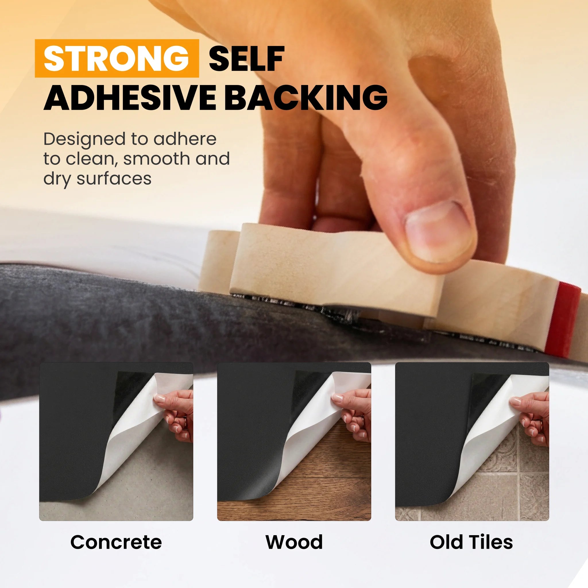 Self adhesive floor tile installation surfaces