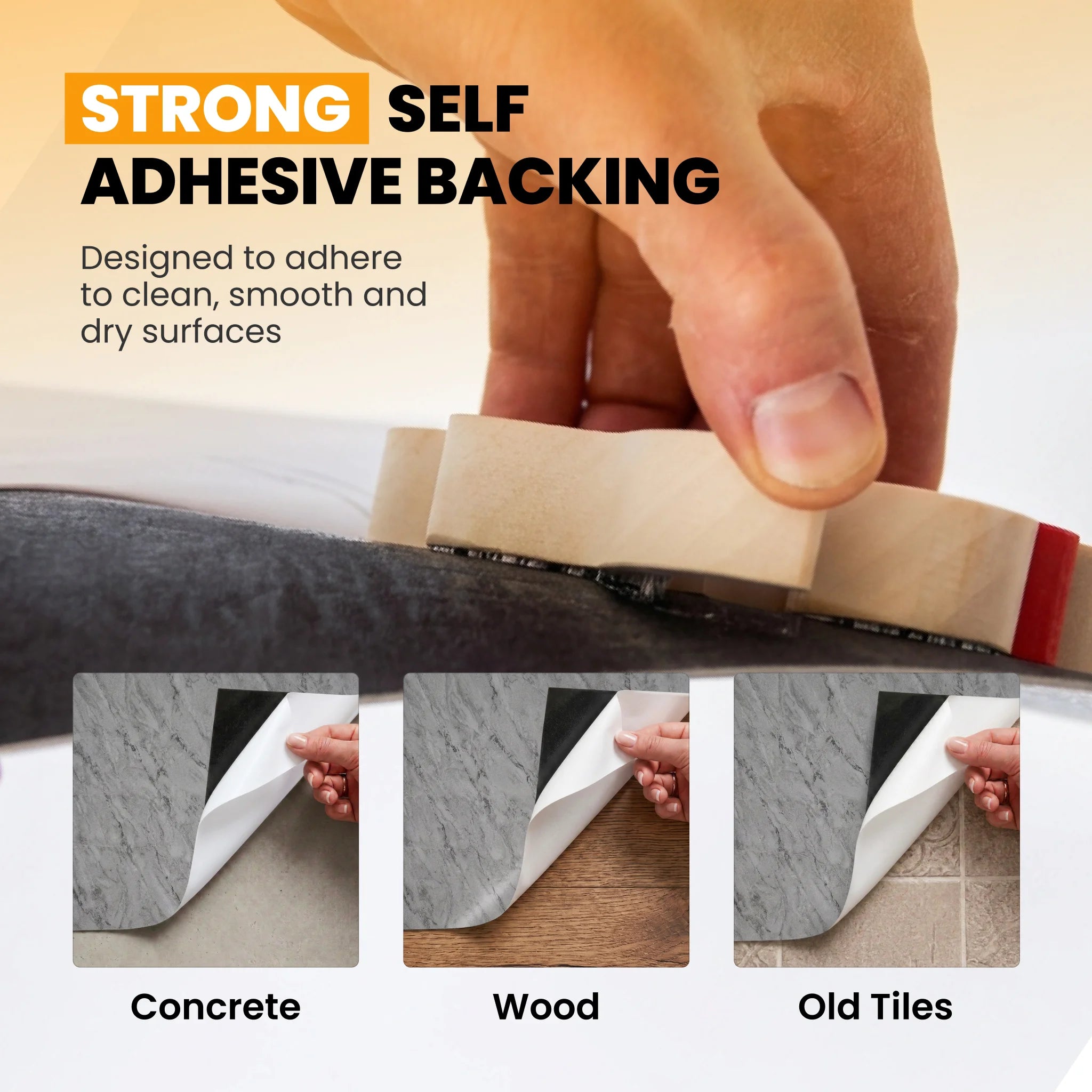 Self adhesive backing floor tile peel