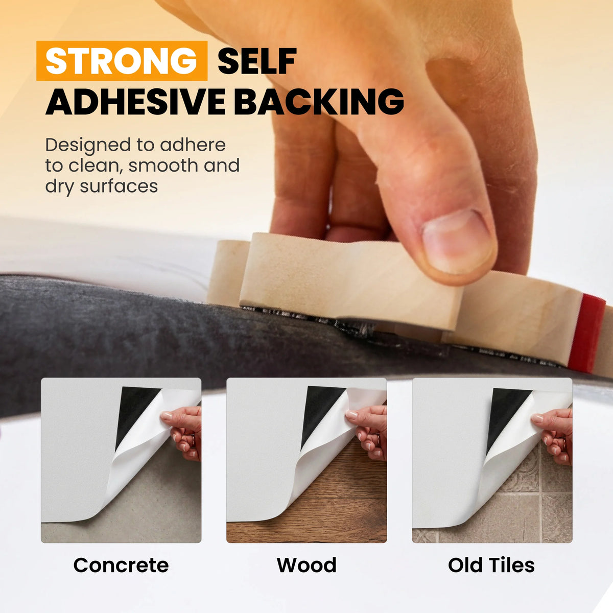 Self adhesive floor tile installation surfaces