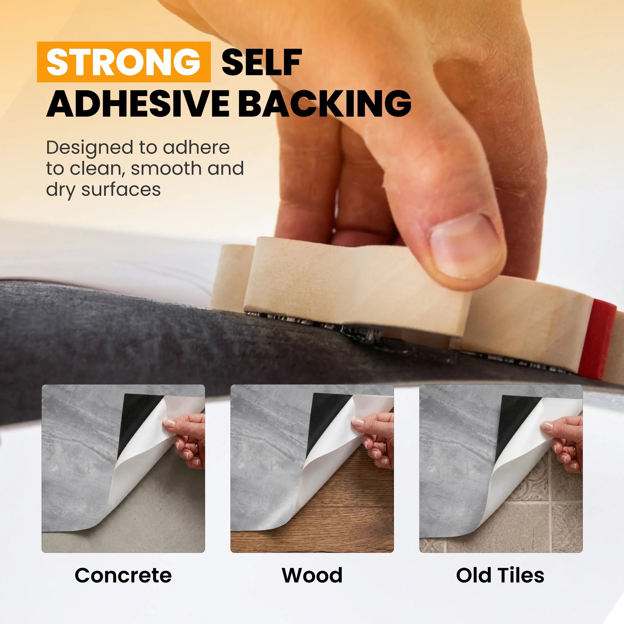 Self adhesive backing floor tile peel