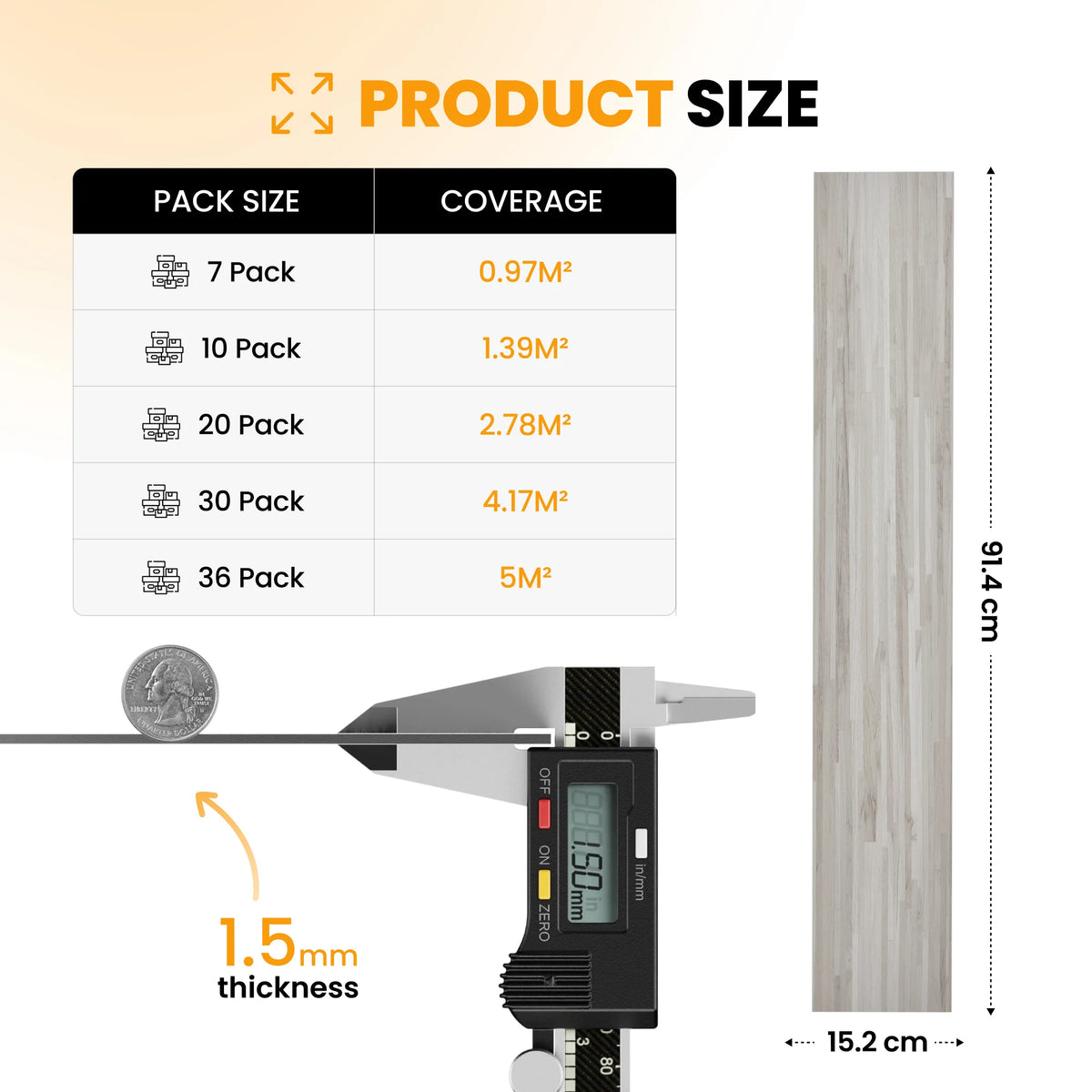 Wood floor planks size guide