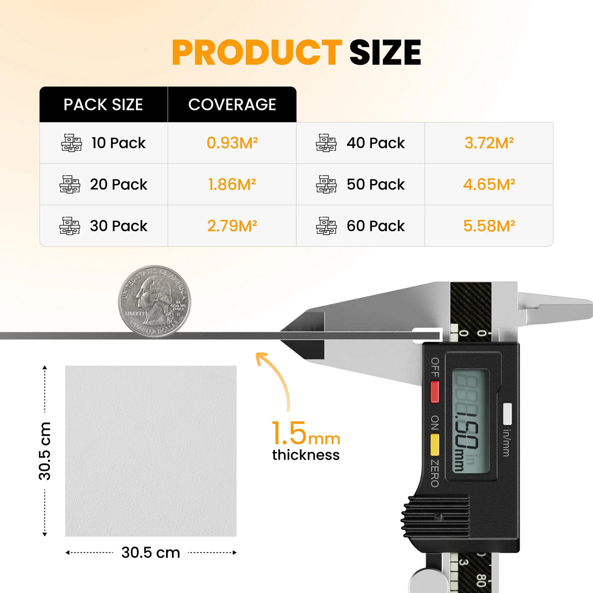 Vinyl floor tile pack size coverage chart