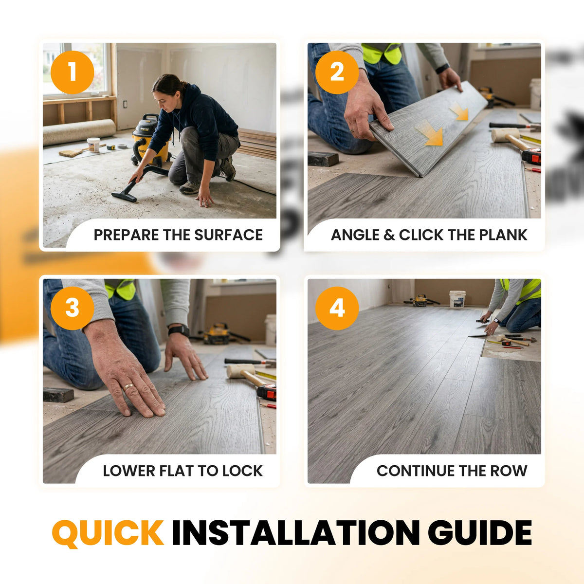 SPC Vinyl Flooring Planks , Waterproof - Grey Oak Effect