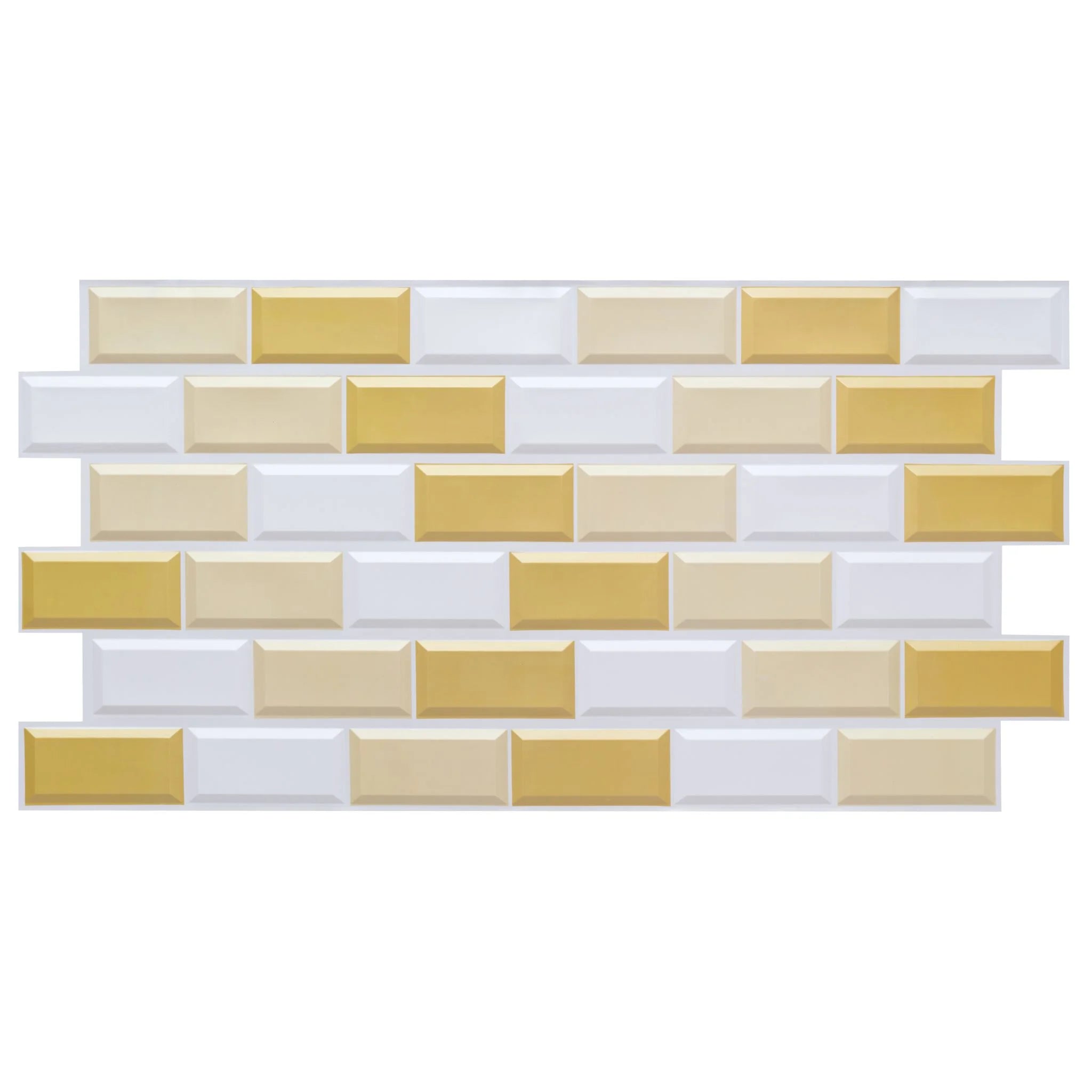 Closer look of the mix of white, gold, beige 3D wall panel