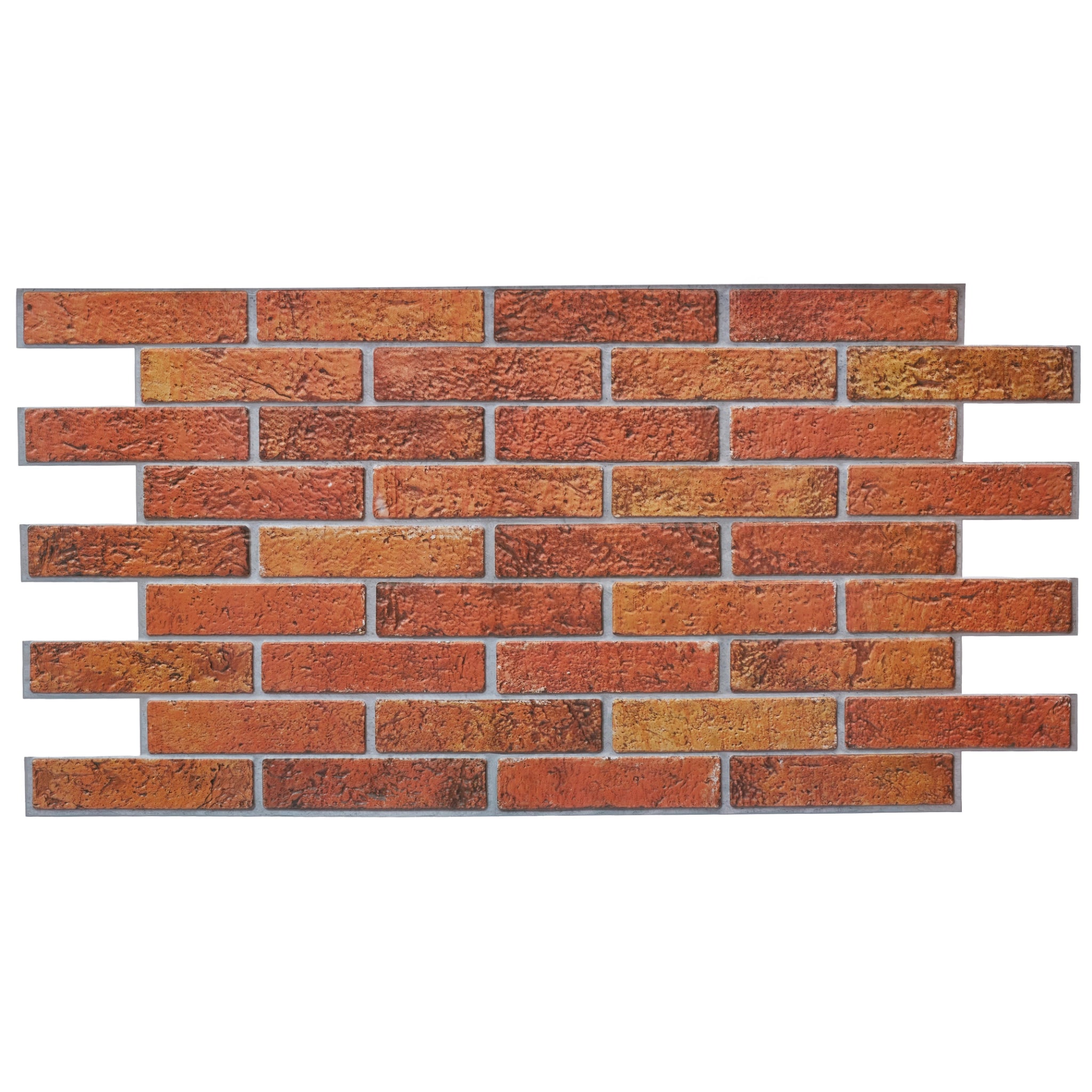 Red wall panel with geometric patterns, close-up view