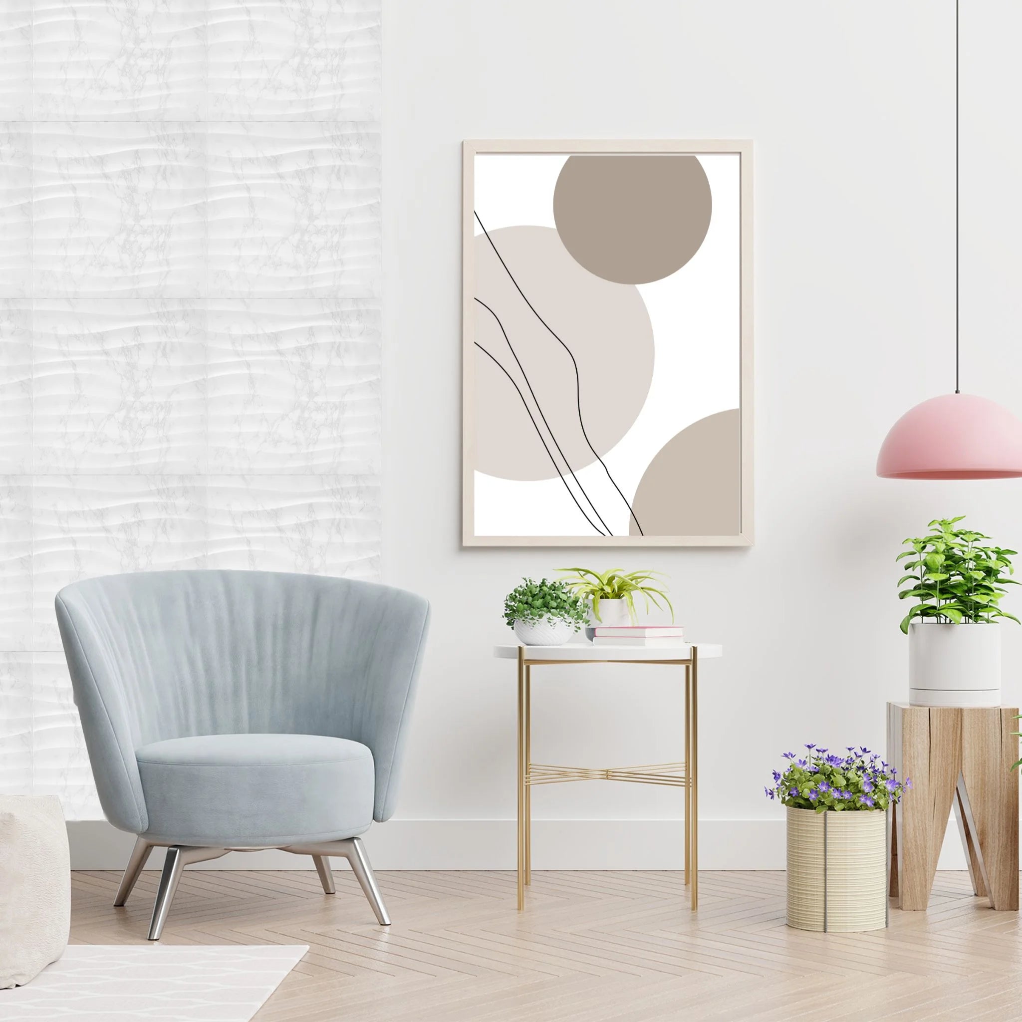 Wavy Matte Marble Geometric Squares - PVC Wall Panel