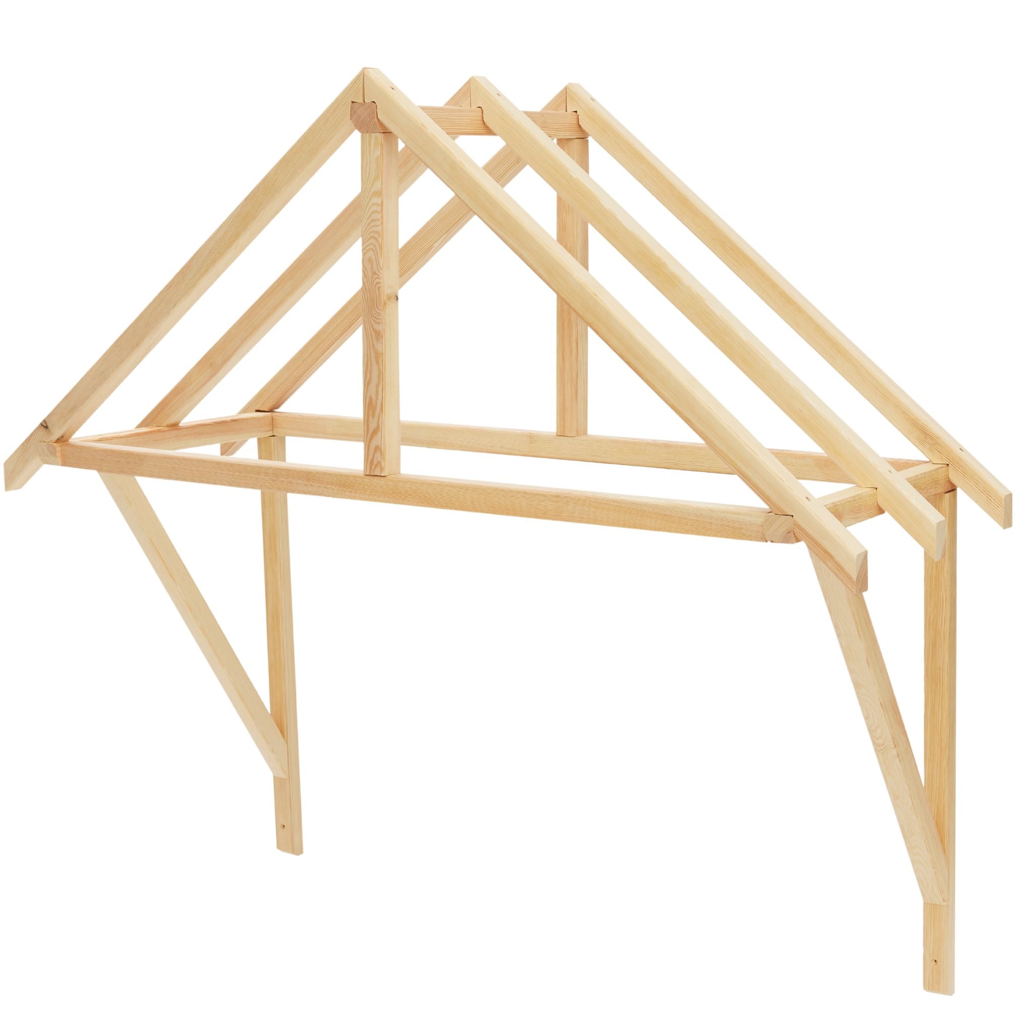 wooden door canopy frame with detailed support