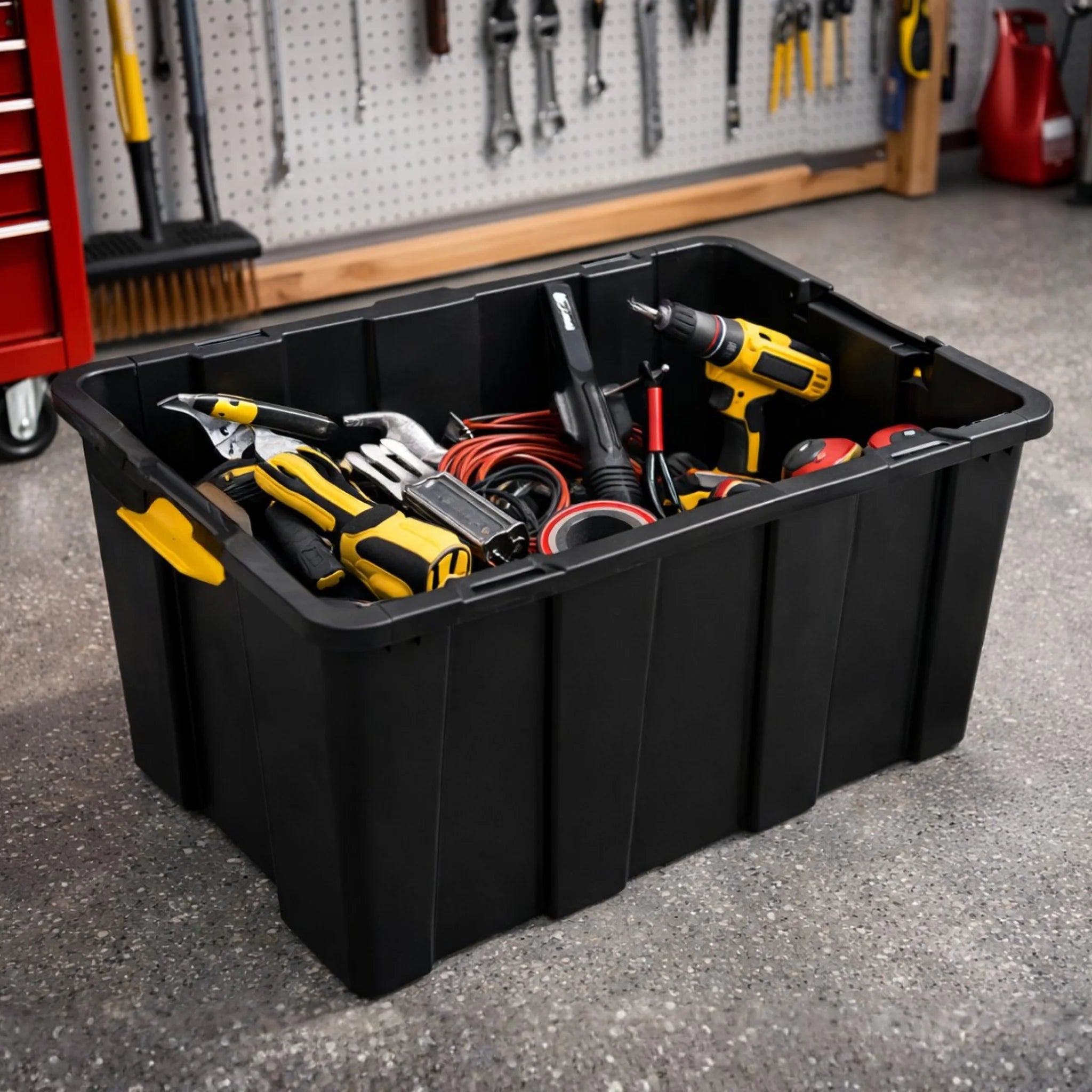 Durable large garage storage box for storing tools