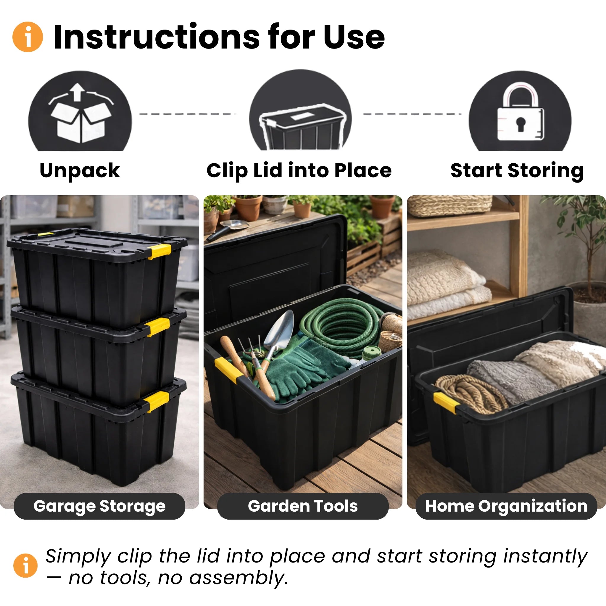 Instructions for storage box with lid use unpack clip lidstore