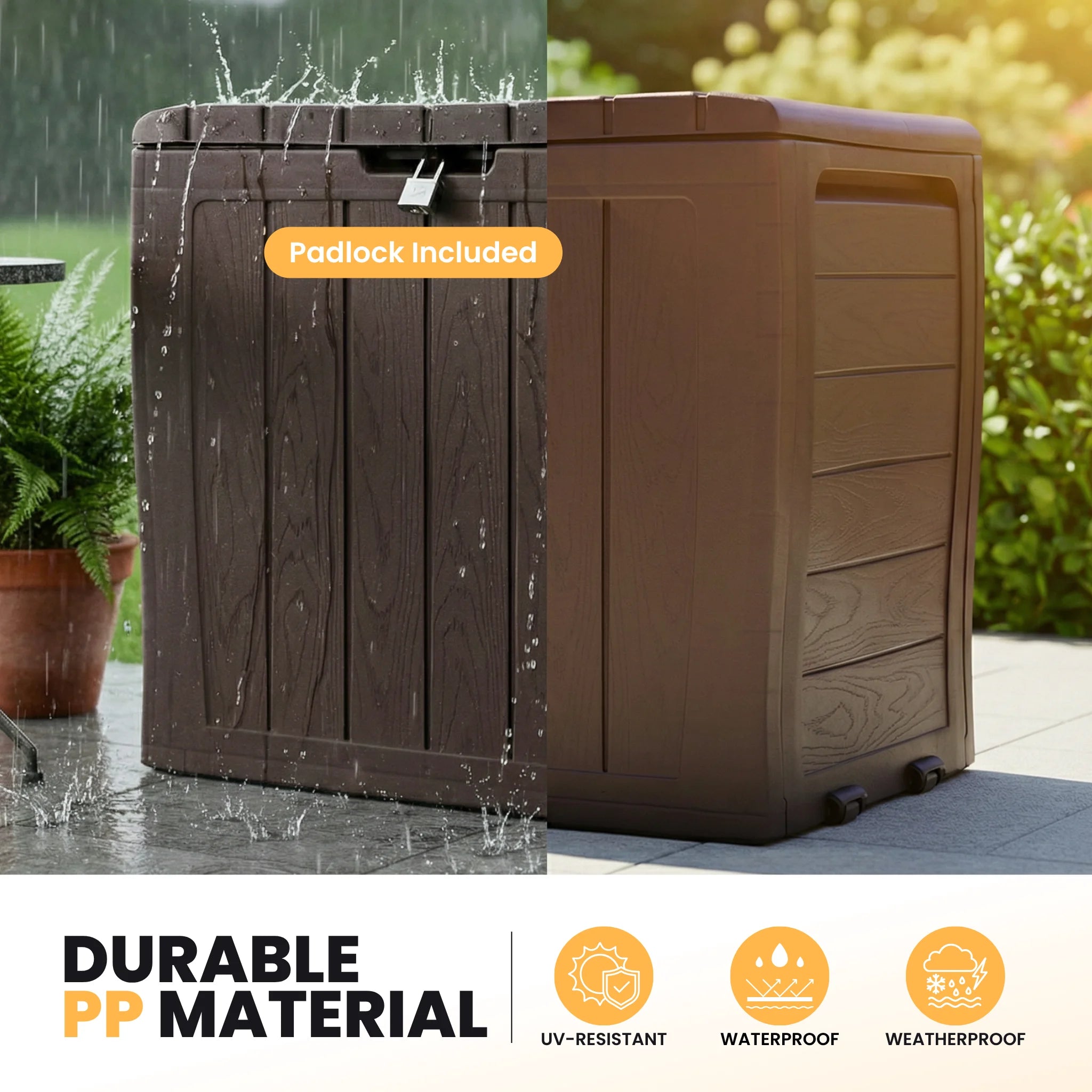 Outdoor waterproof storage box with lockable lid