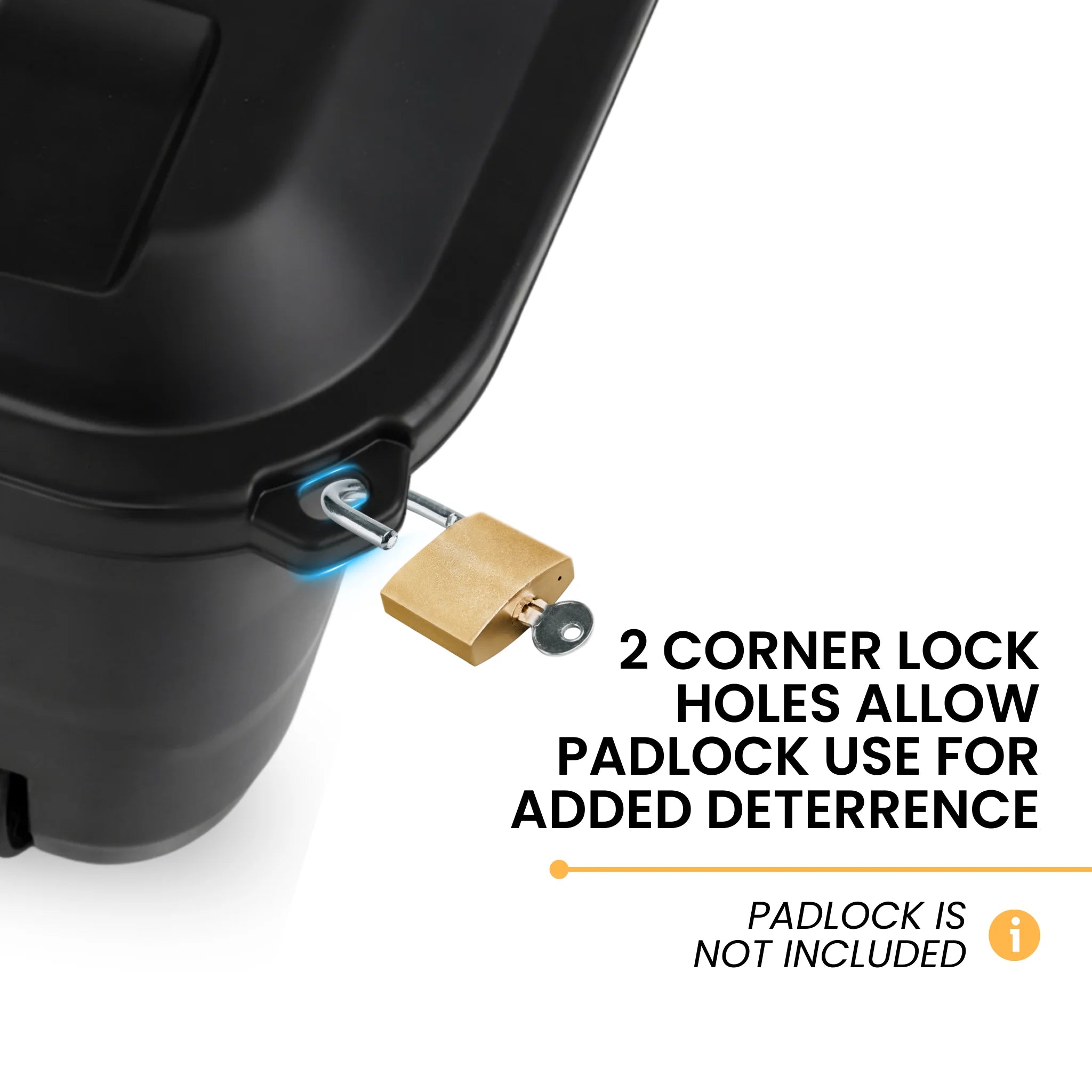 heavy duty storage box corner lock feature 