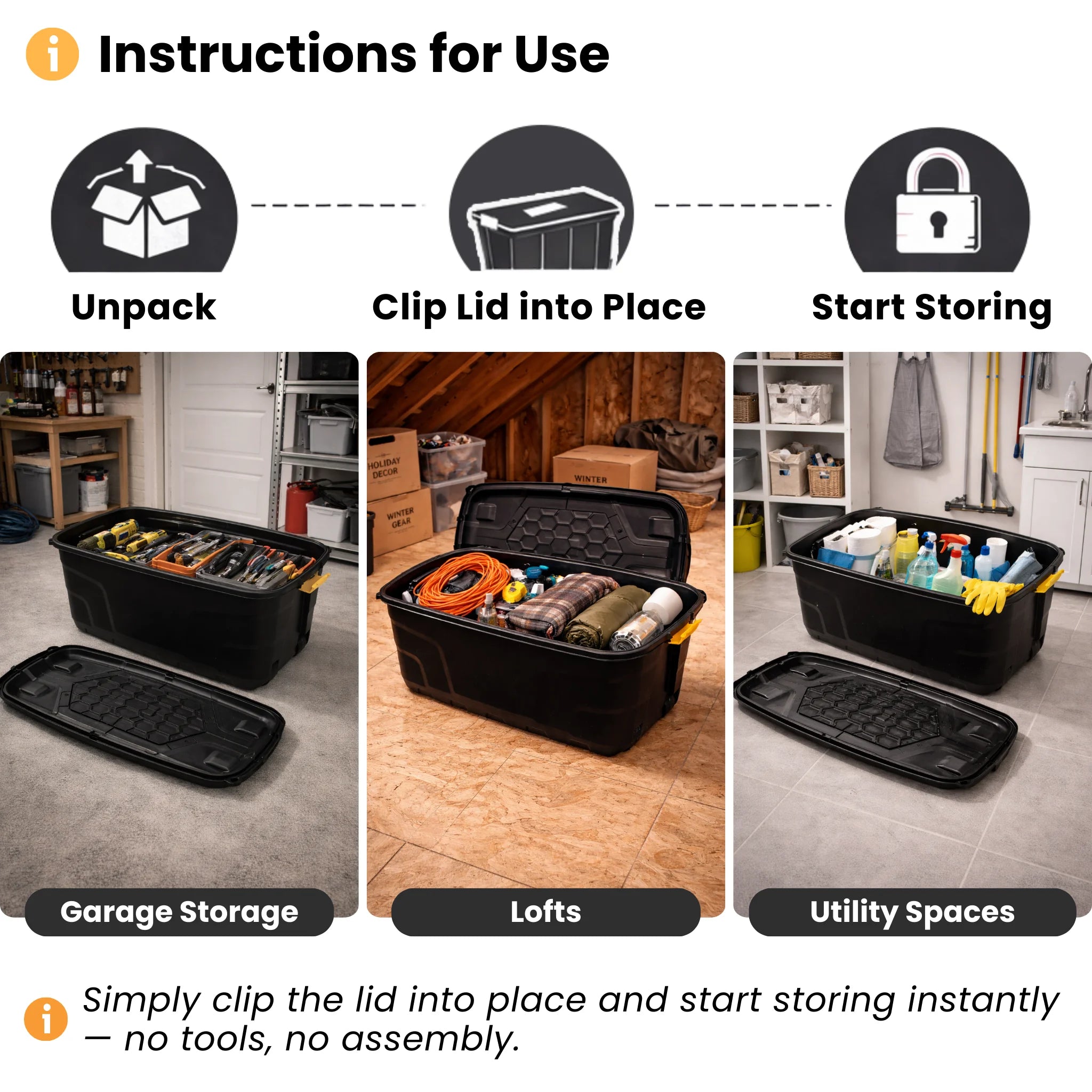 storage box unpack clip the lid start storing