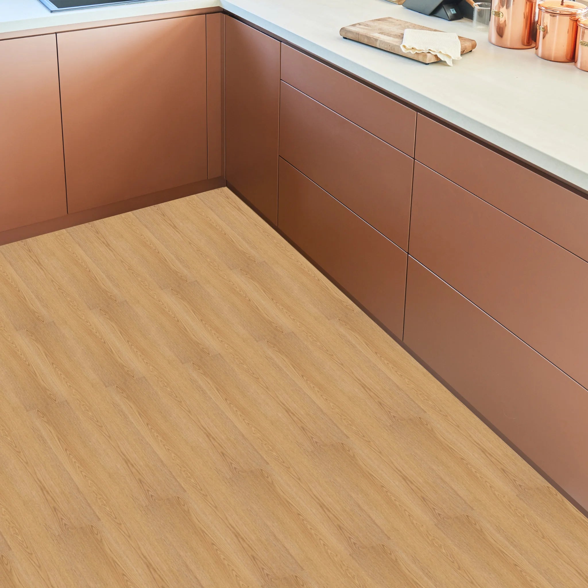 waterproof kitchen SPC click flooring with realistic wood texture